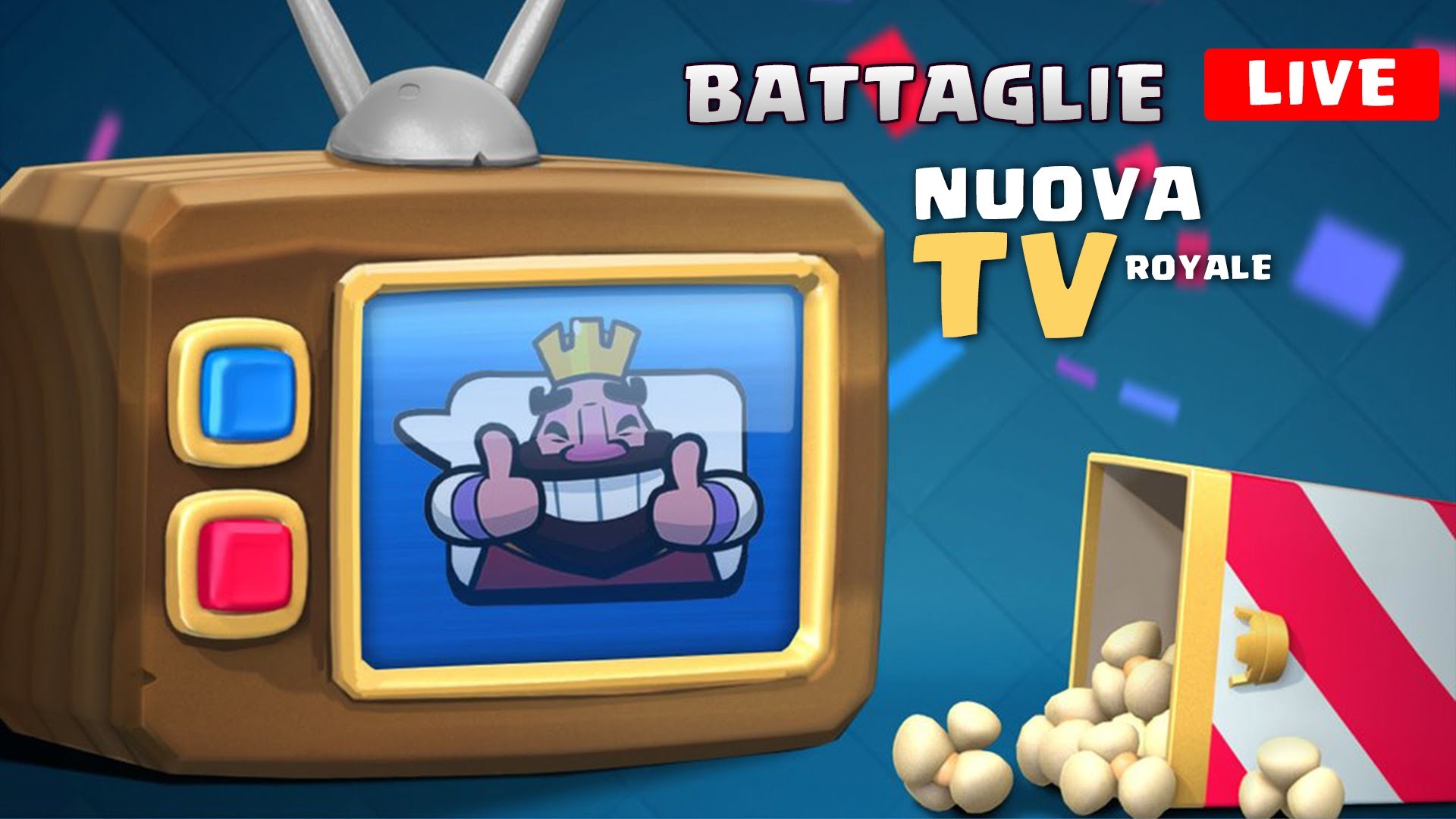 Clash Royale, TV Royale, Battaglie live, Re Blu, Popcorn, 1920x1080, immagine di sfondo