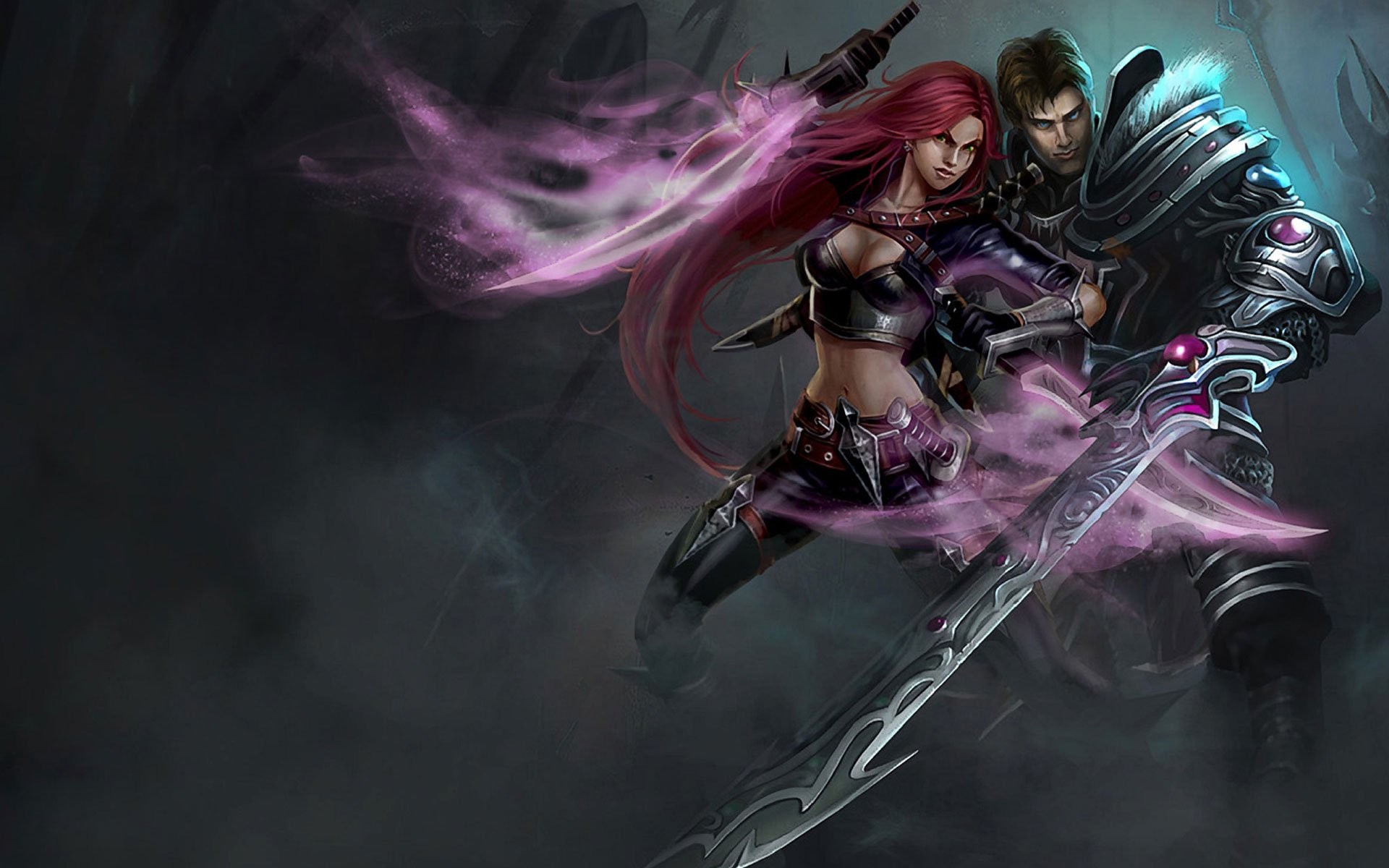 Katarina, Garen, League of Legends, Viola, 16:10 Full HD, sfondo widescreen