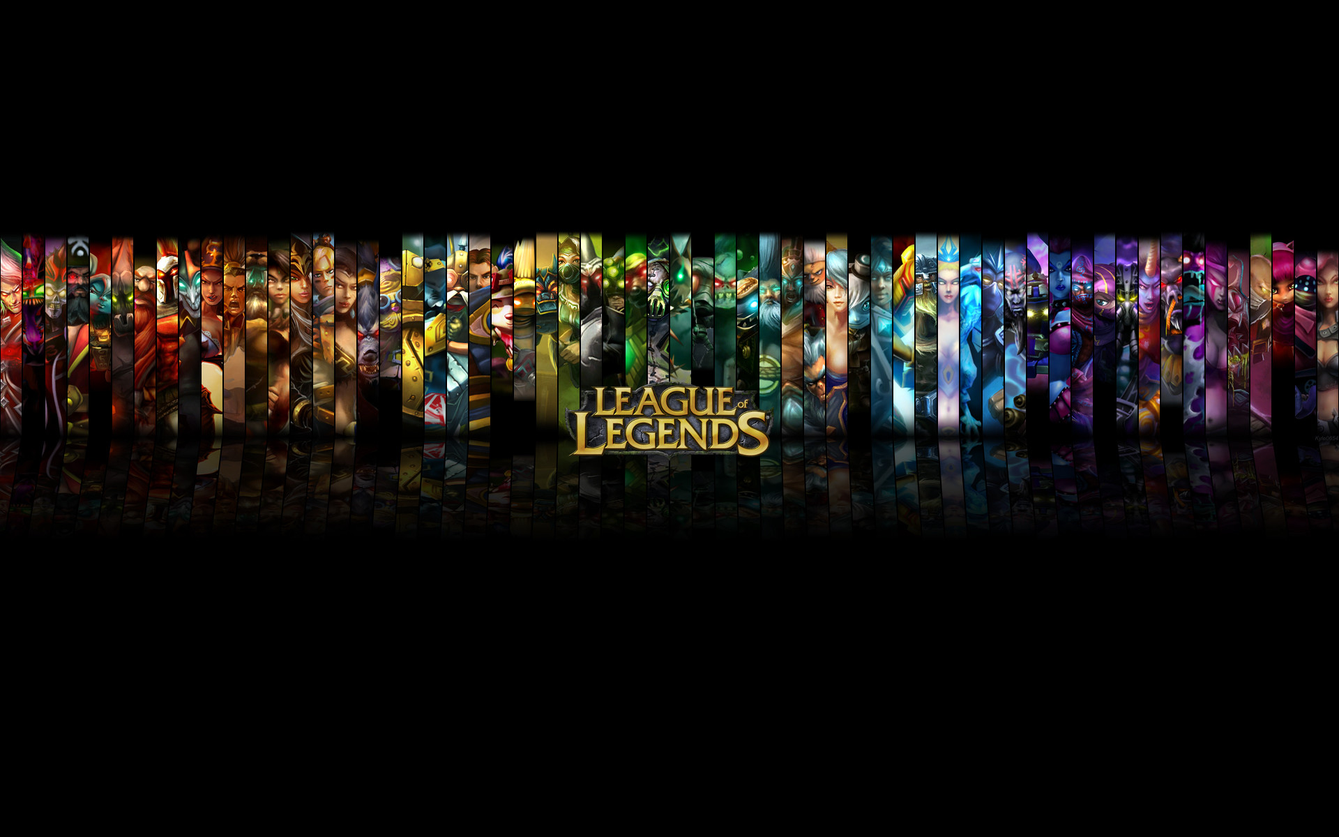 League of Legends, Collage di campioni, Logo, Sfondo nero, 1920x1200, wallpaper desktop