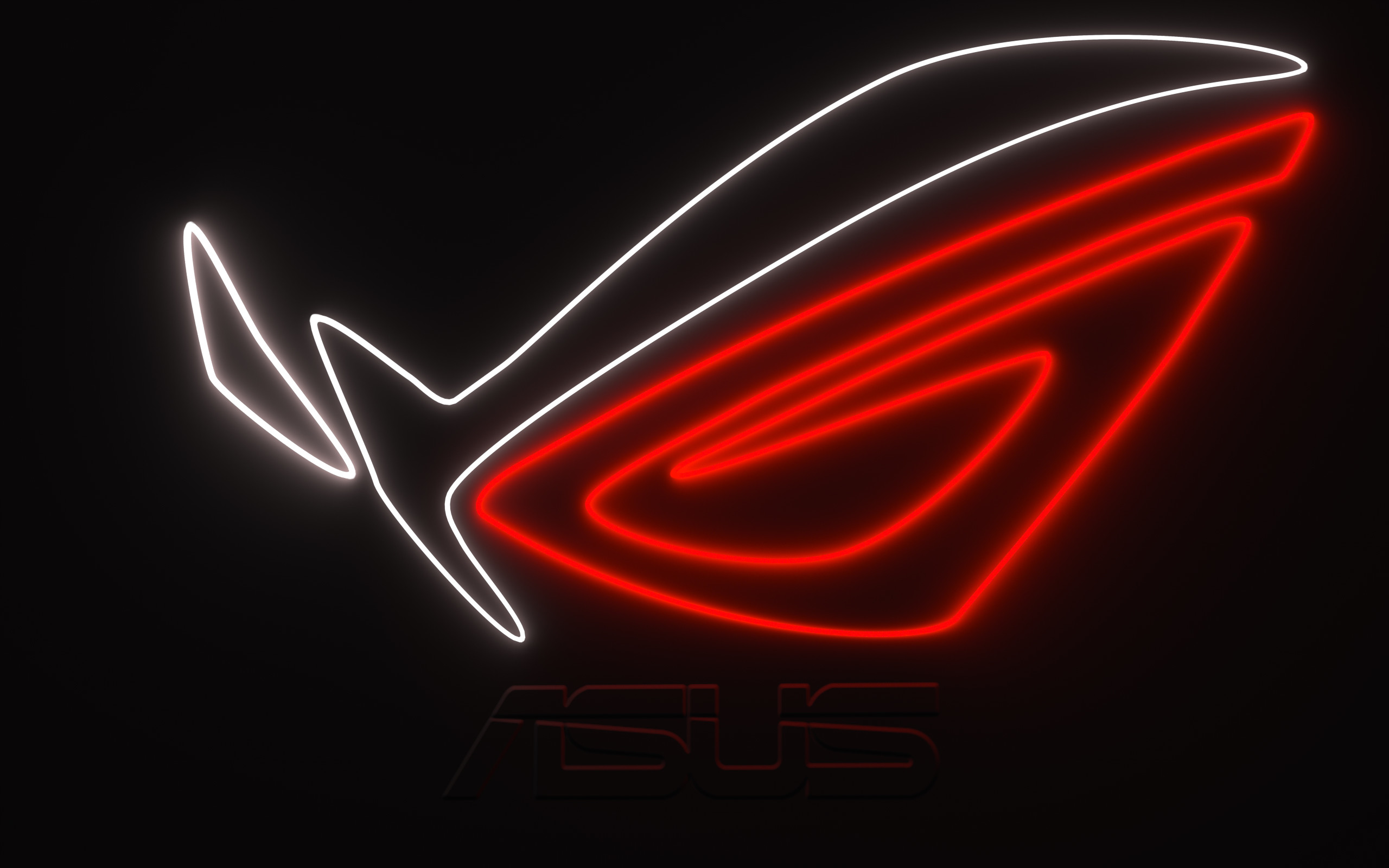 ASUS ROG, Logo ROG, Neon rosso, ASUS, 2K, sfondo per PC