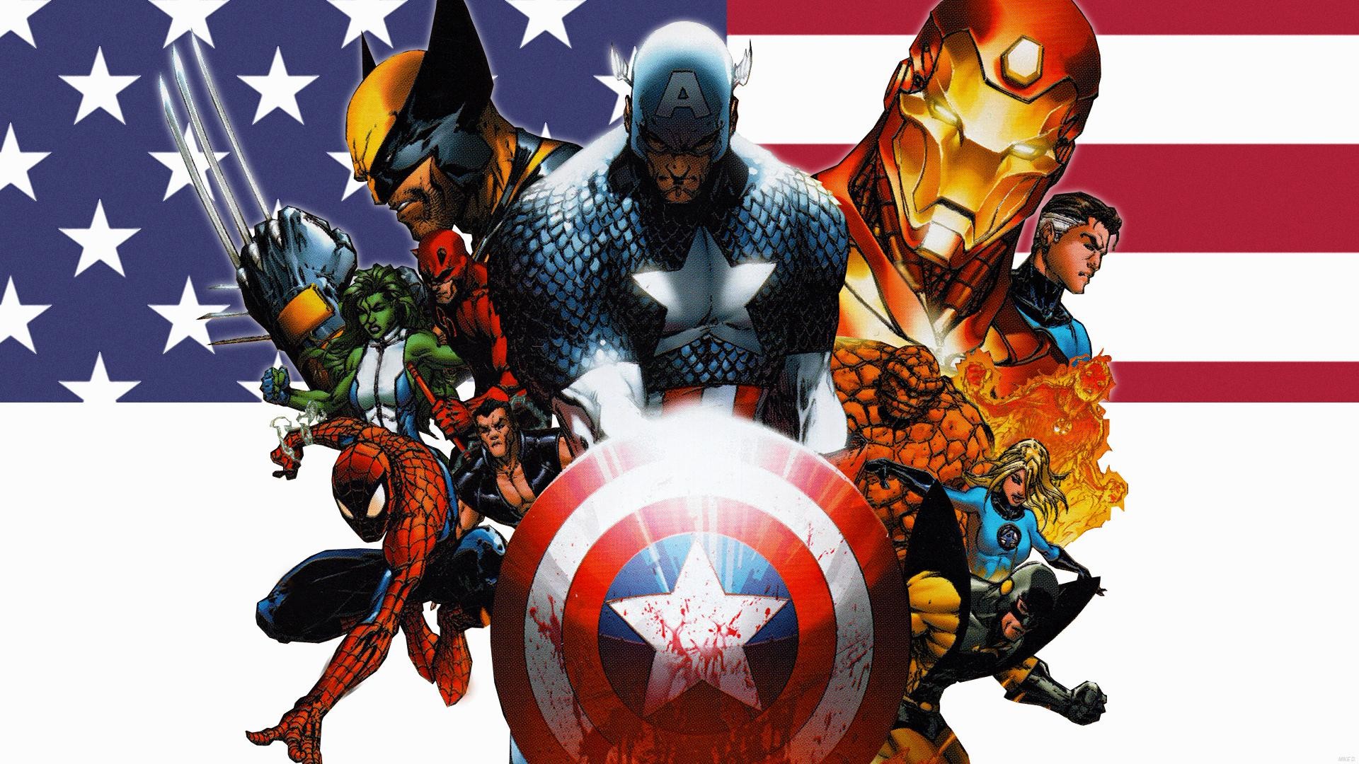 Captain America, Iron Man, Wolverine, Spider-Man, Civil War, Marvel Comics, sfondo desktop Full HD