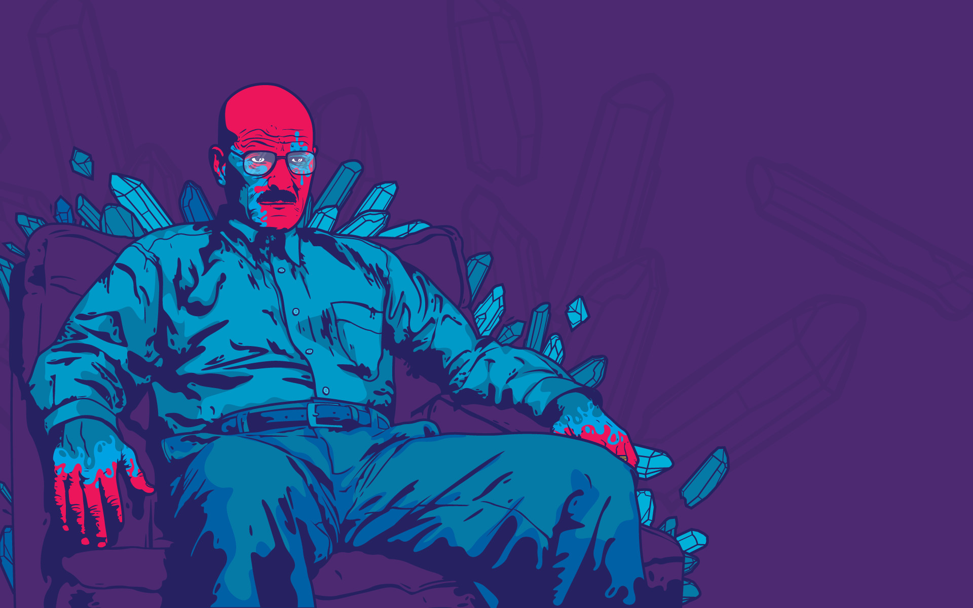 Walter White, Breaking Bad, Pop art, Poltrona, Viola, Full HD, sfondo per PC e portatile