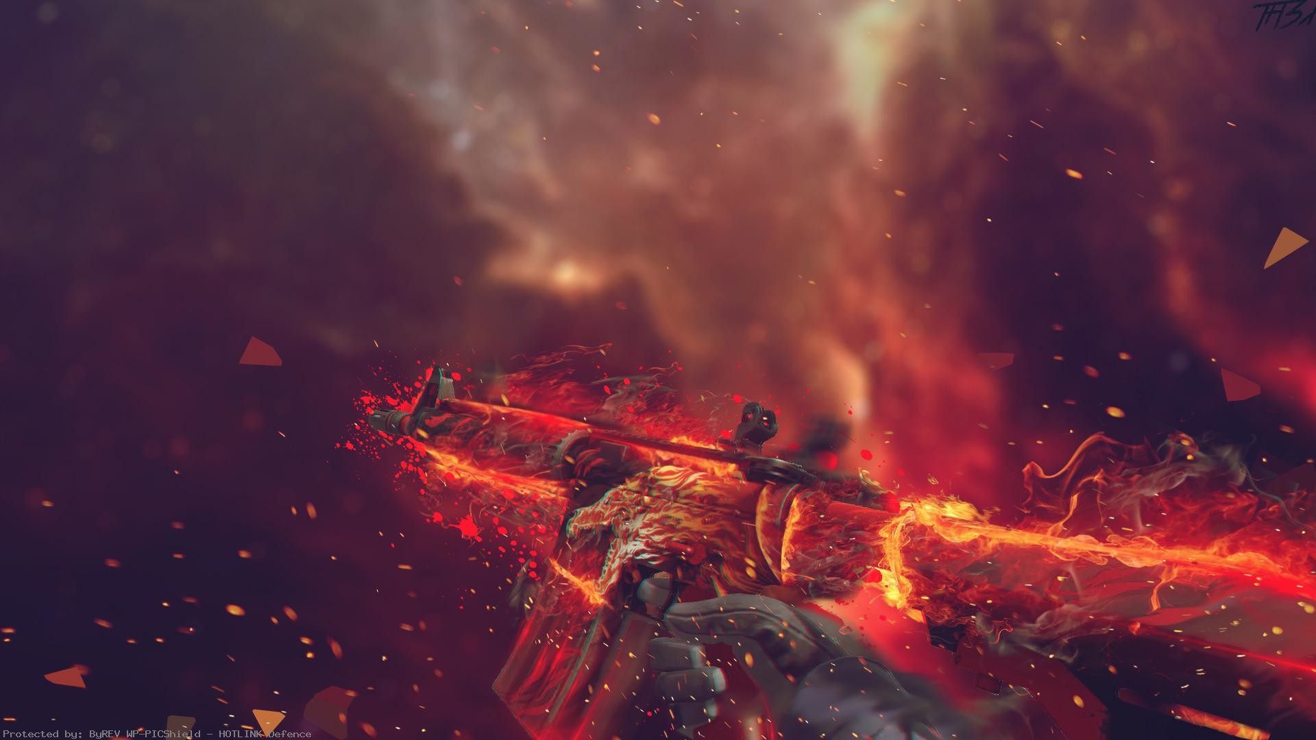 CS:GO, Skin arma, Fiamme, Rosso, Full HD, sfondo per PC e portatile