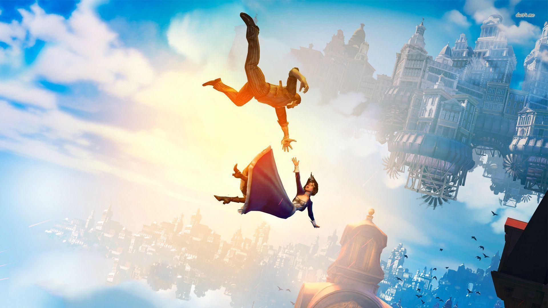 BioShock Infinite, Elizabeth, Columbia, Caduta, Cielo, 1920x1080, wallpaper desktop