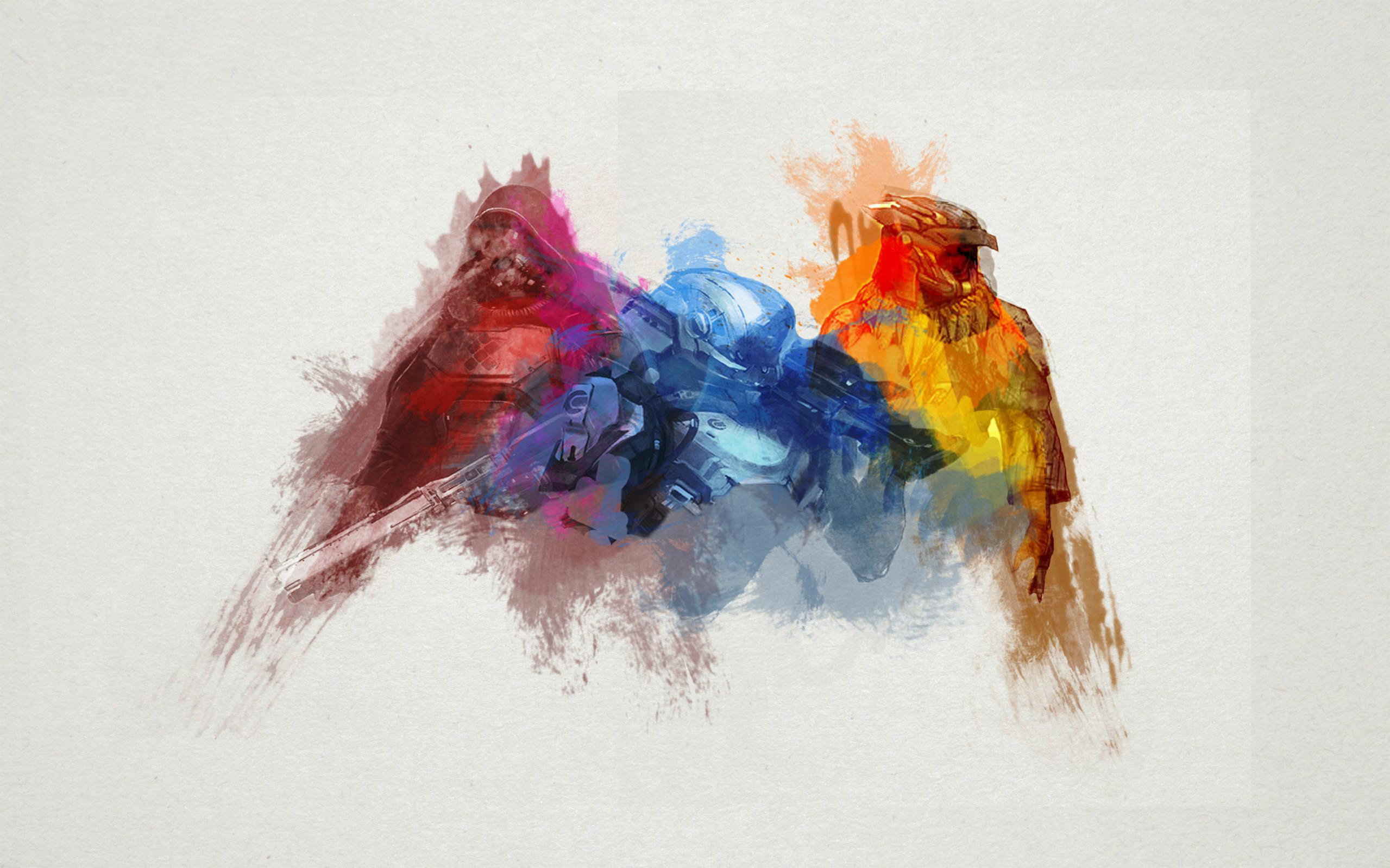 Destiny, Guardiano, Acquerello, Colori, Sfondo bianco, 16:10 Full HD, wallpaper widescreen