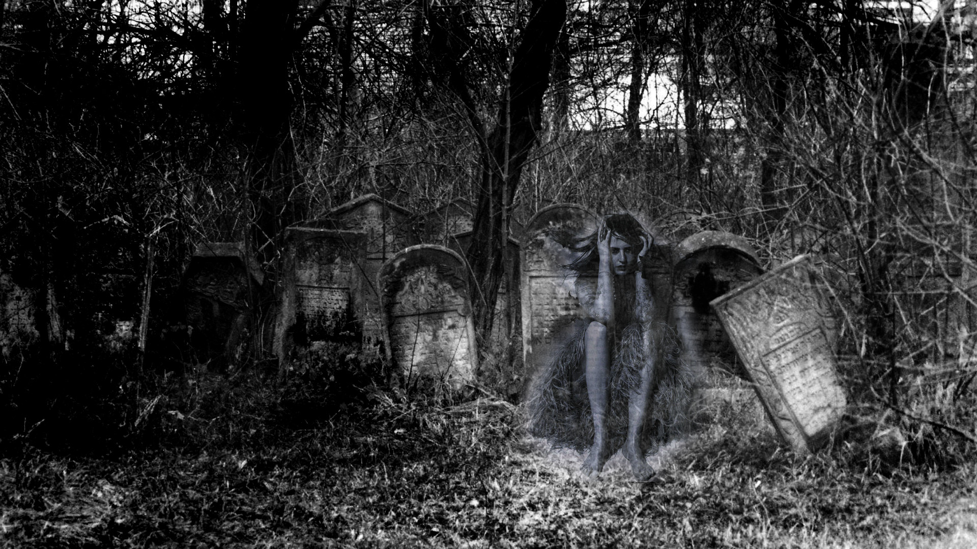 Cimitero, Angelo, Lapidi, Bianco e nero, Full HD, sfondo per PC