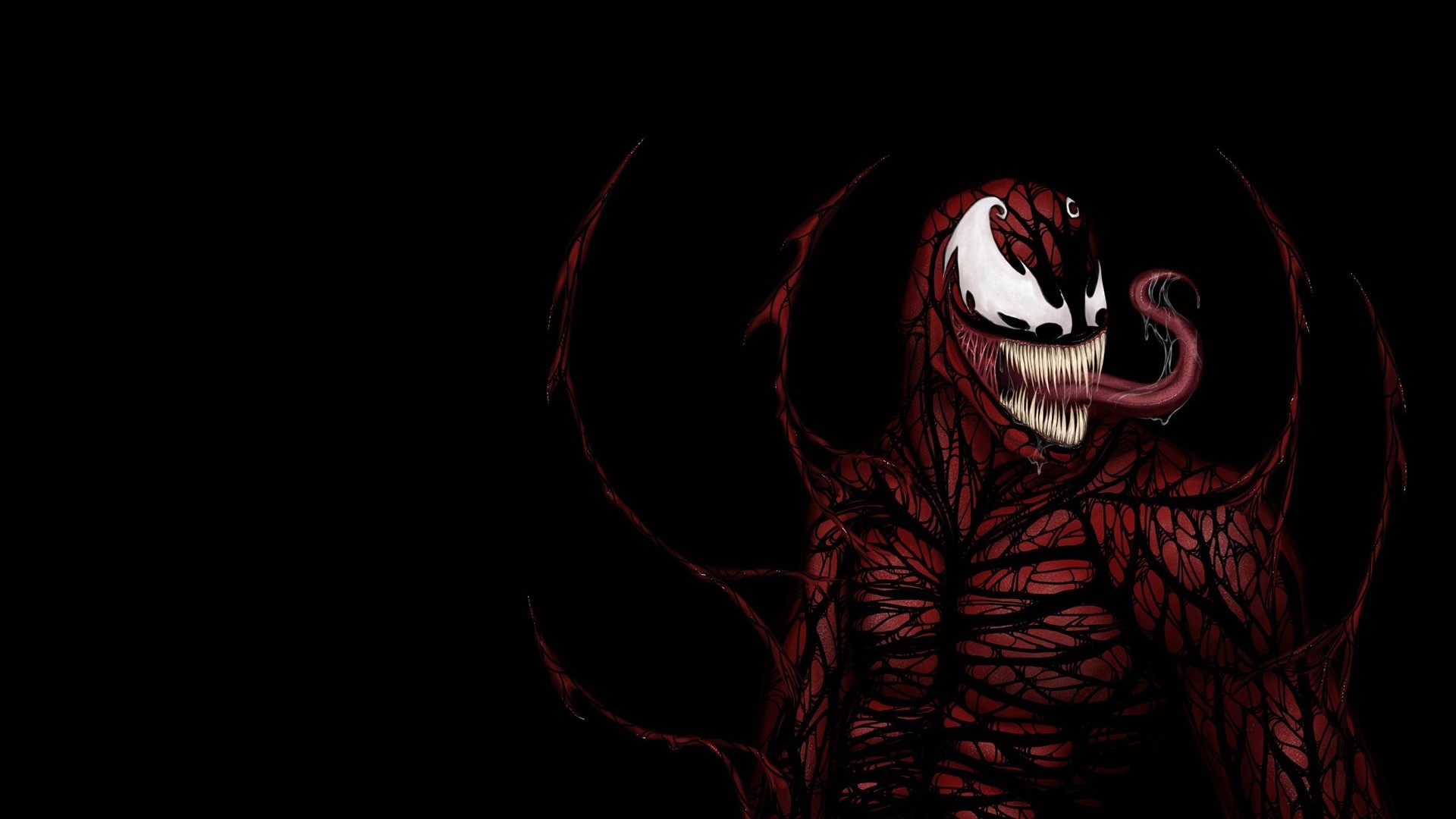 Carnage, Simbionte, Sfondo nero, 16:9 Full HD, wallpaper widescreen
