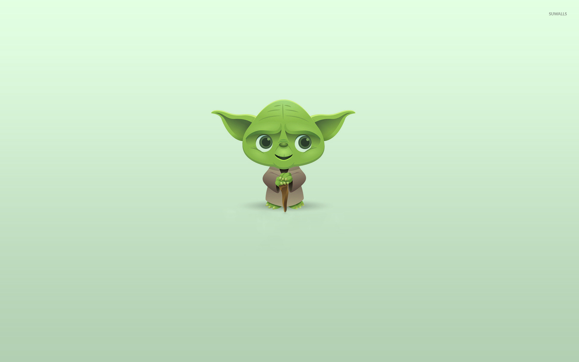 Yoda, Kawaii, Illustrazione, Verde chiaro, Full HD, sfondo per PC