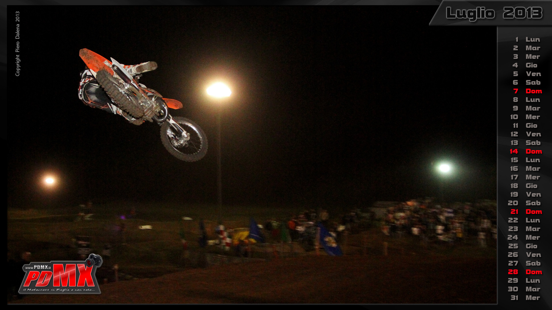 KTM, Salto notturno, Motocross, Calendario, Luglio 2013, Full HD, wallpaper per computer