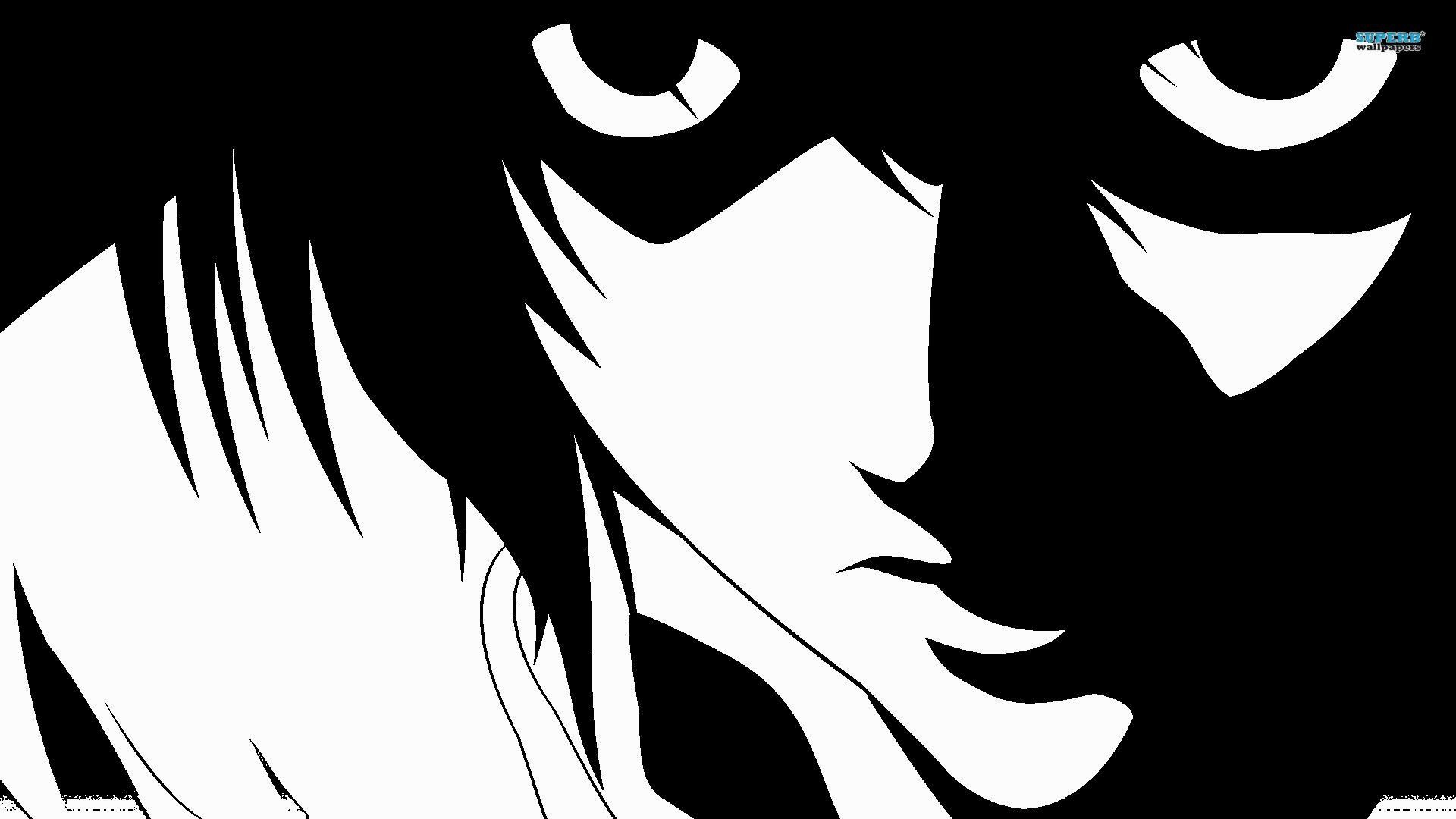 L Lawliet, Death Note, Bianco e nero, Primo piano, Full HD 1080p, sfondo desktop