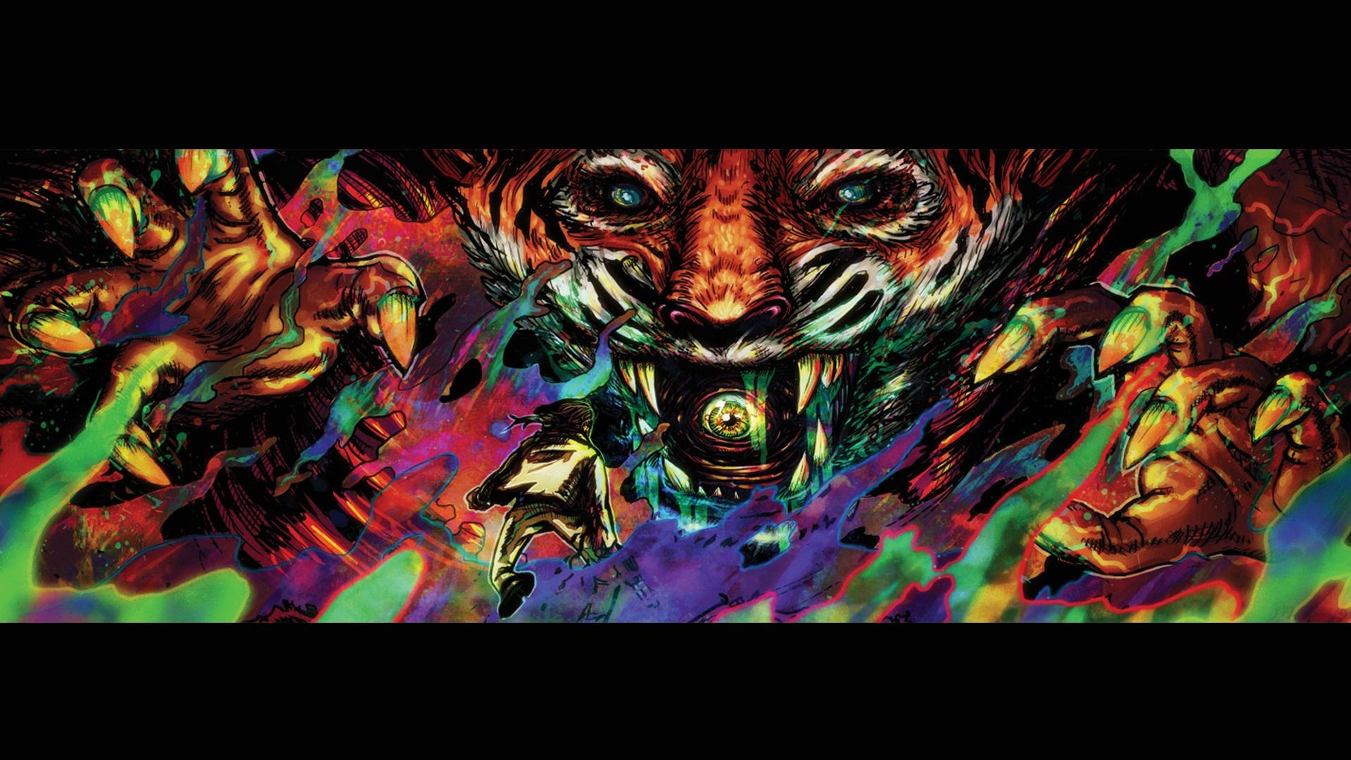 Hotline Miami 2: Wrong Number, Tigre, Psichedelico, Colori acidi, sfondo Windows 11