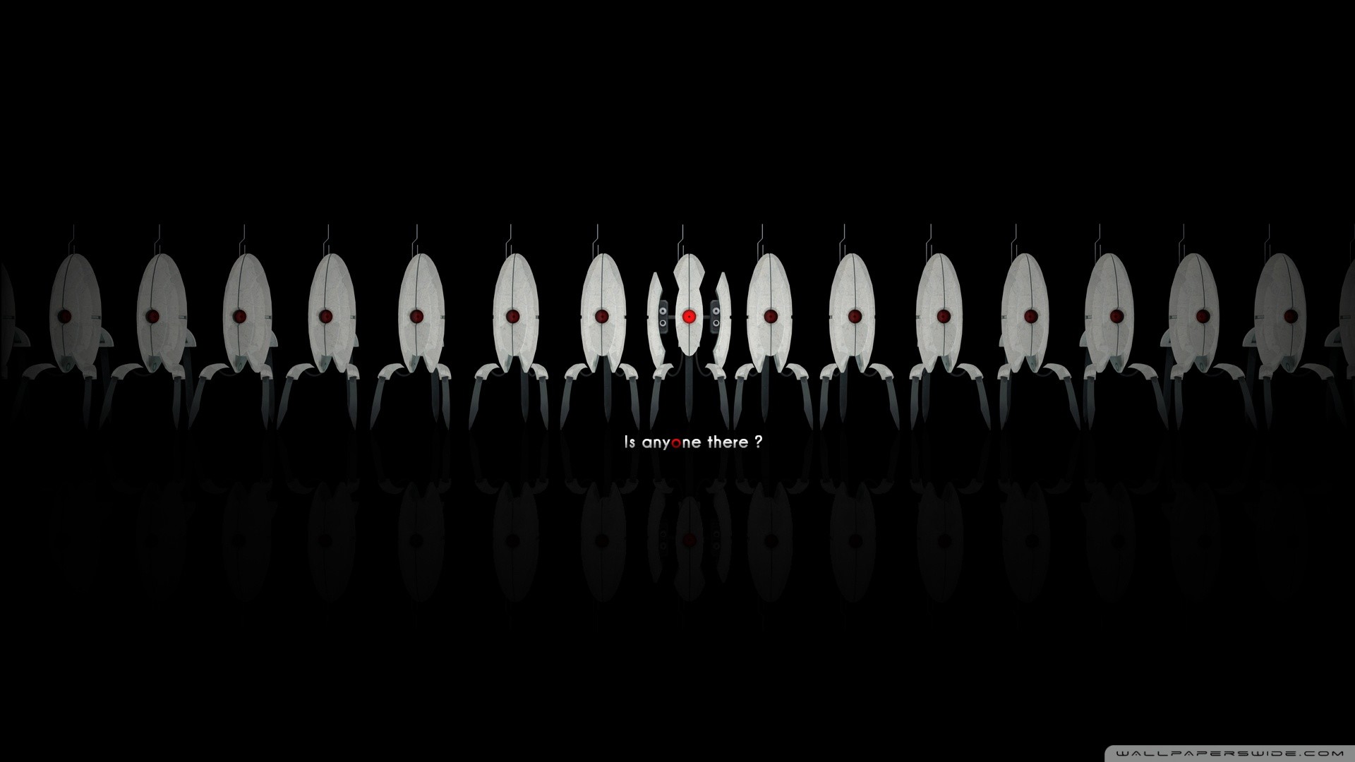 Torrette, Portal, Is anyone there?, Sfondo nero, Full HD, wallpaper per computer