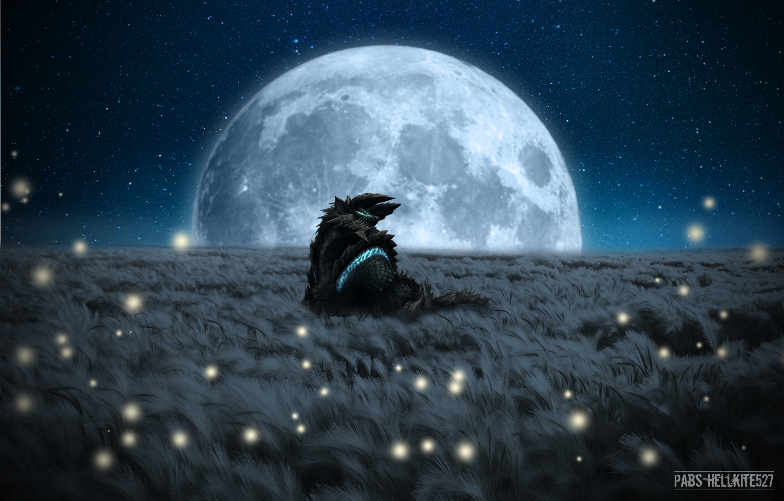 Monster Hunter, Nargacuga, Luna piena, Notte, Full HD, sfondo desktop