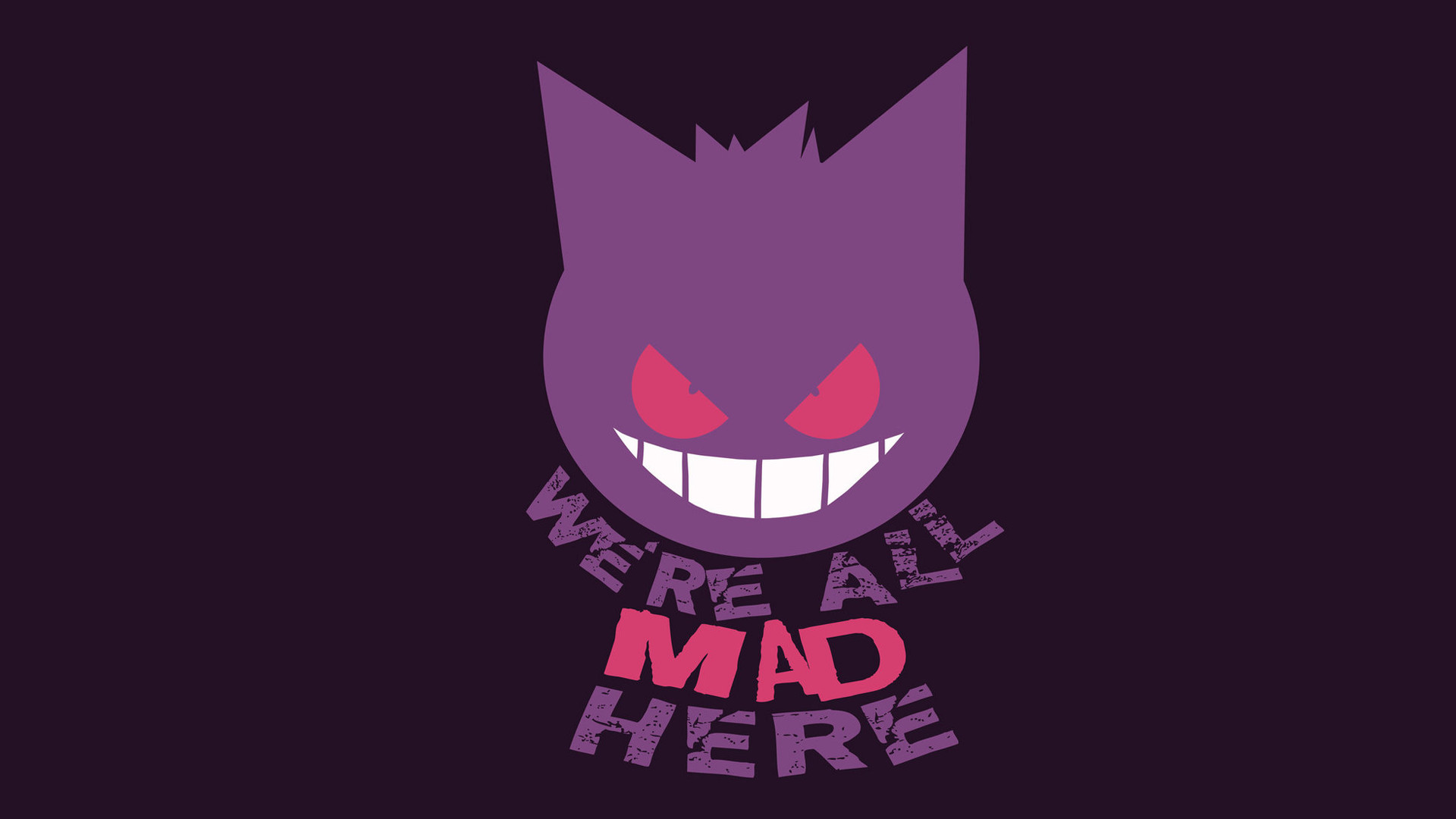 Gengar, We're All Mad Here, Pokémon, Sfondo scuro, 1920x1080, wallpaper desktop