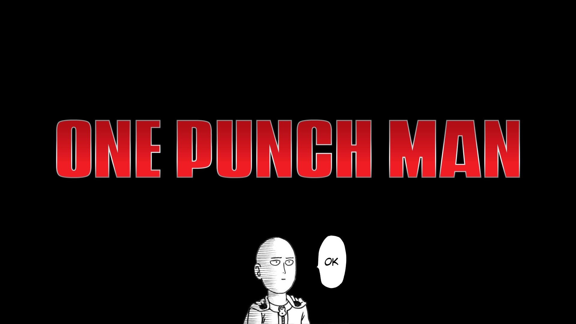 One Punch Man, Logo, Saitama, OK, Sfondo nero, Full HD, wallpaper per computer