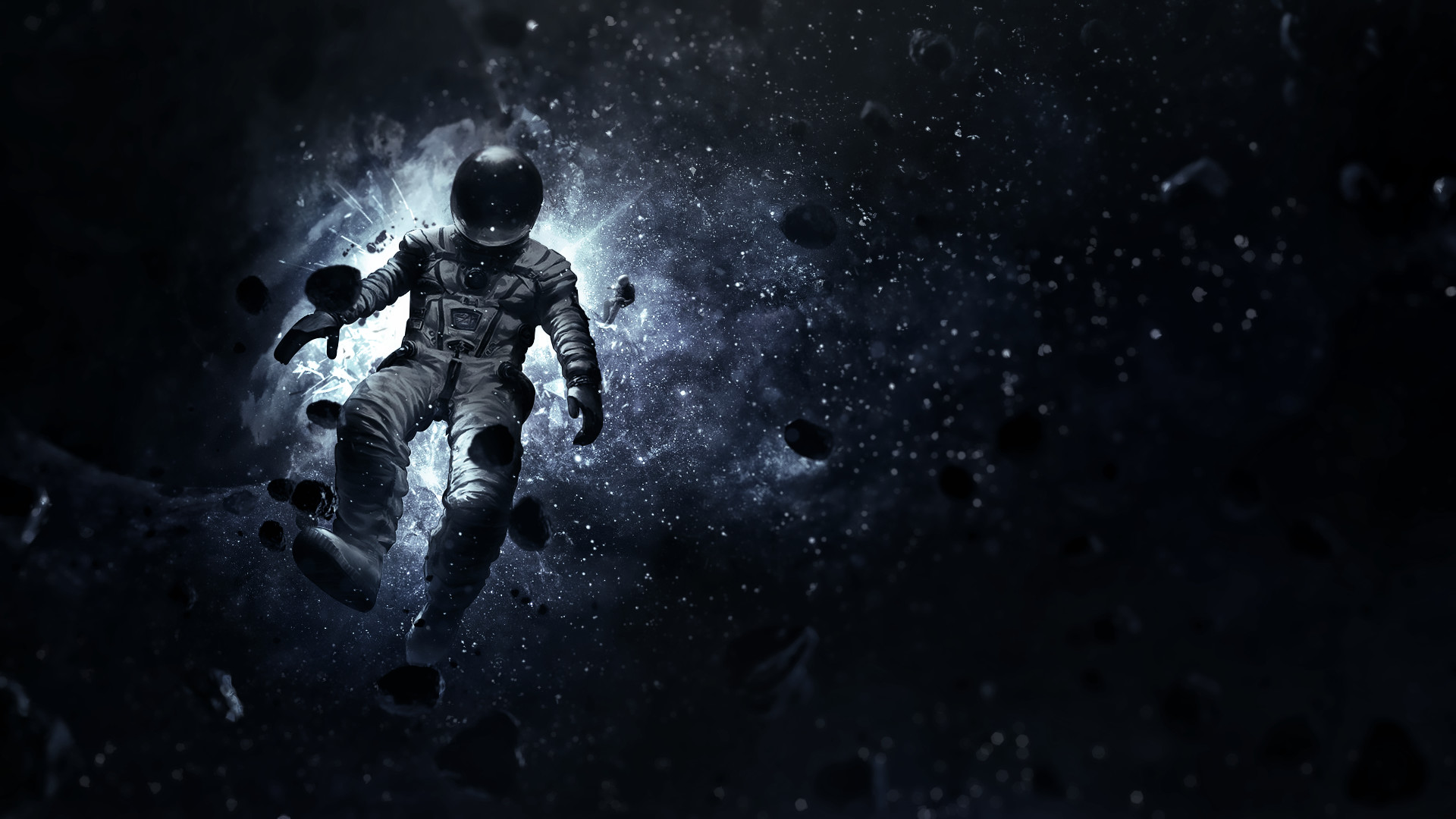 Low poly, Astronauta, Spazio, Detriti, 1920x1080, immagine di sfondo