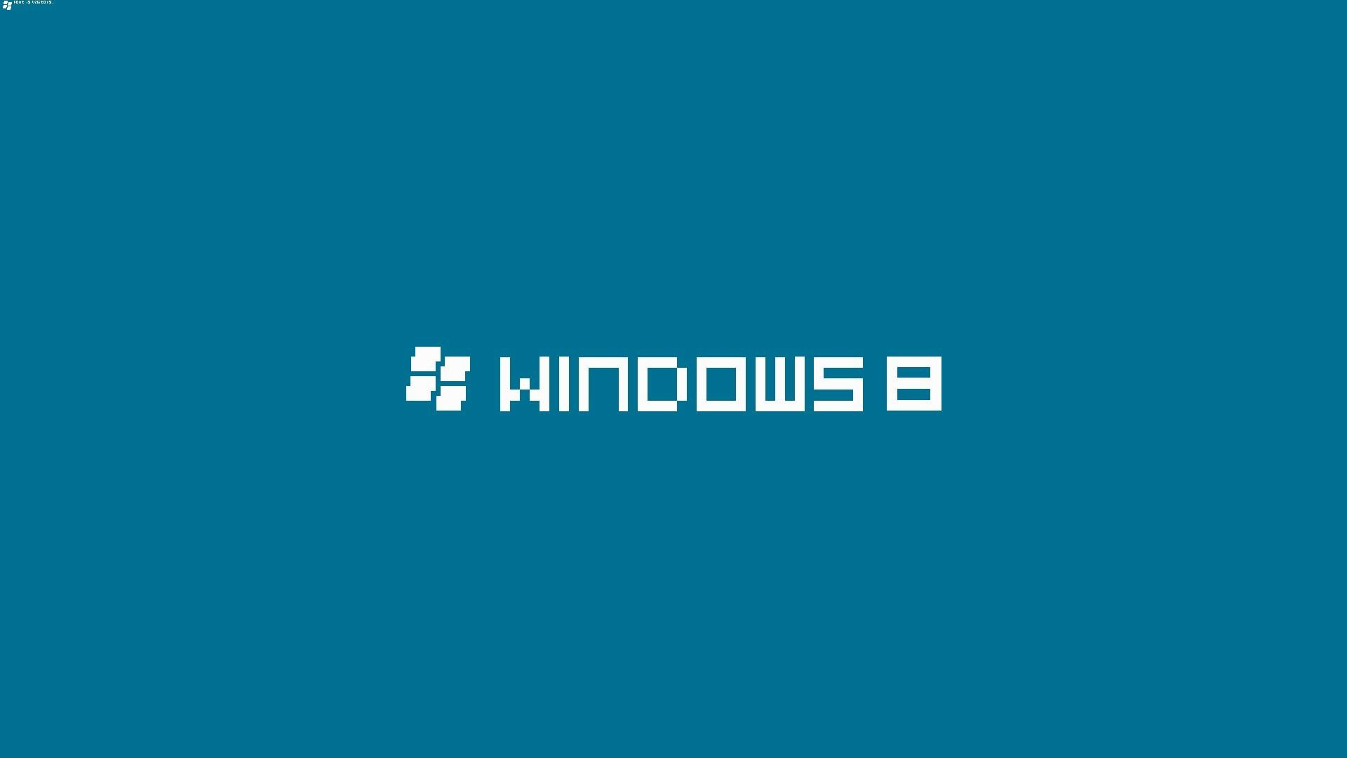 Windows 8, Logo, Pixel font, Sfondo blu, Full HD, wallpaper per computer