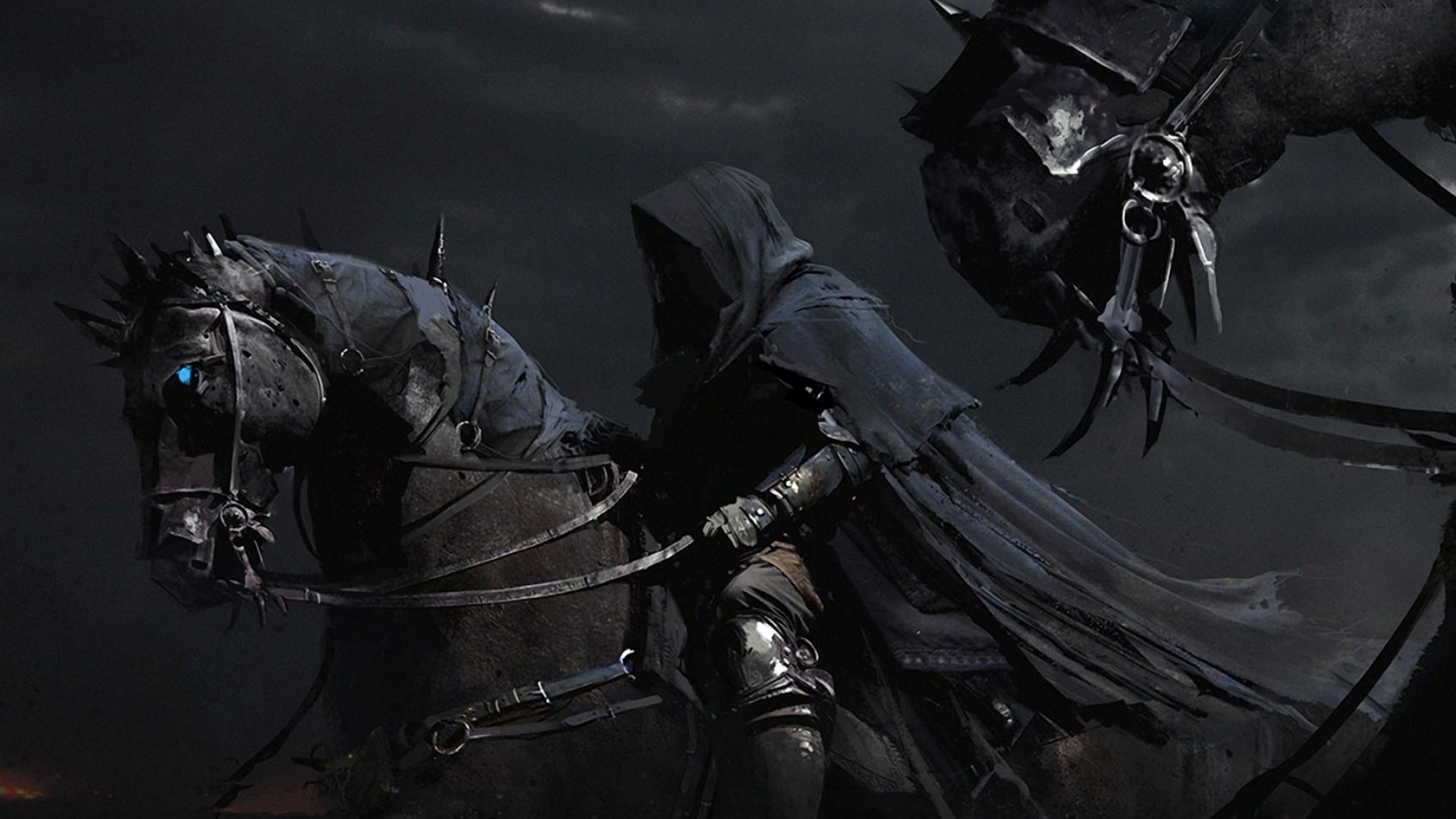 Cavaliere oscuro, Cavallo, Fantasy, Cupo, Full HD, sfondo per PC e portatile