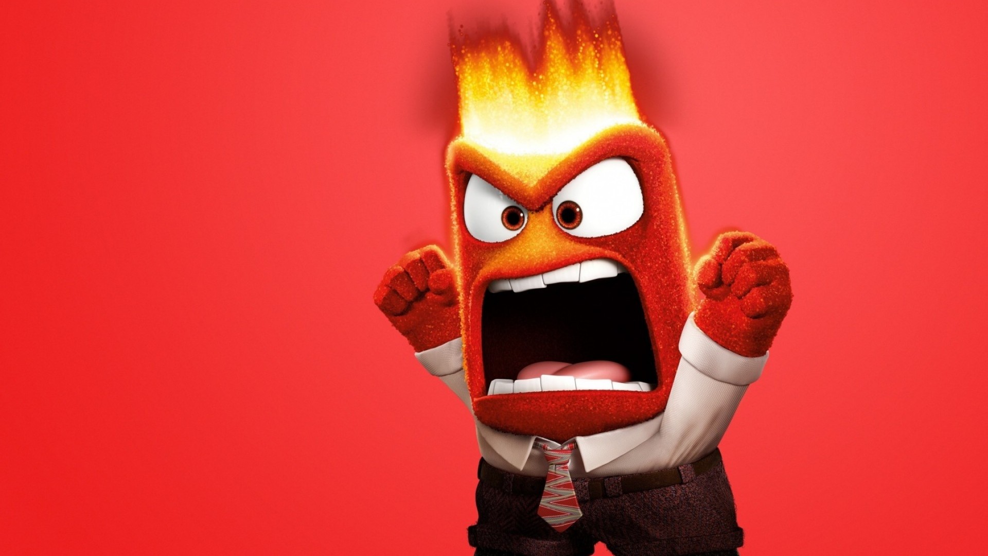Rabbia, Inside Out, Fiamme, Sfondo rosso, Urlo, 1920x1080, wallpaper desktop