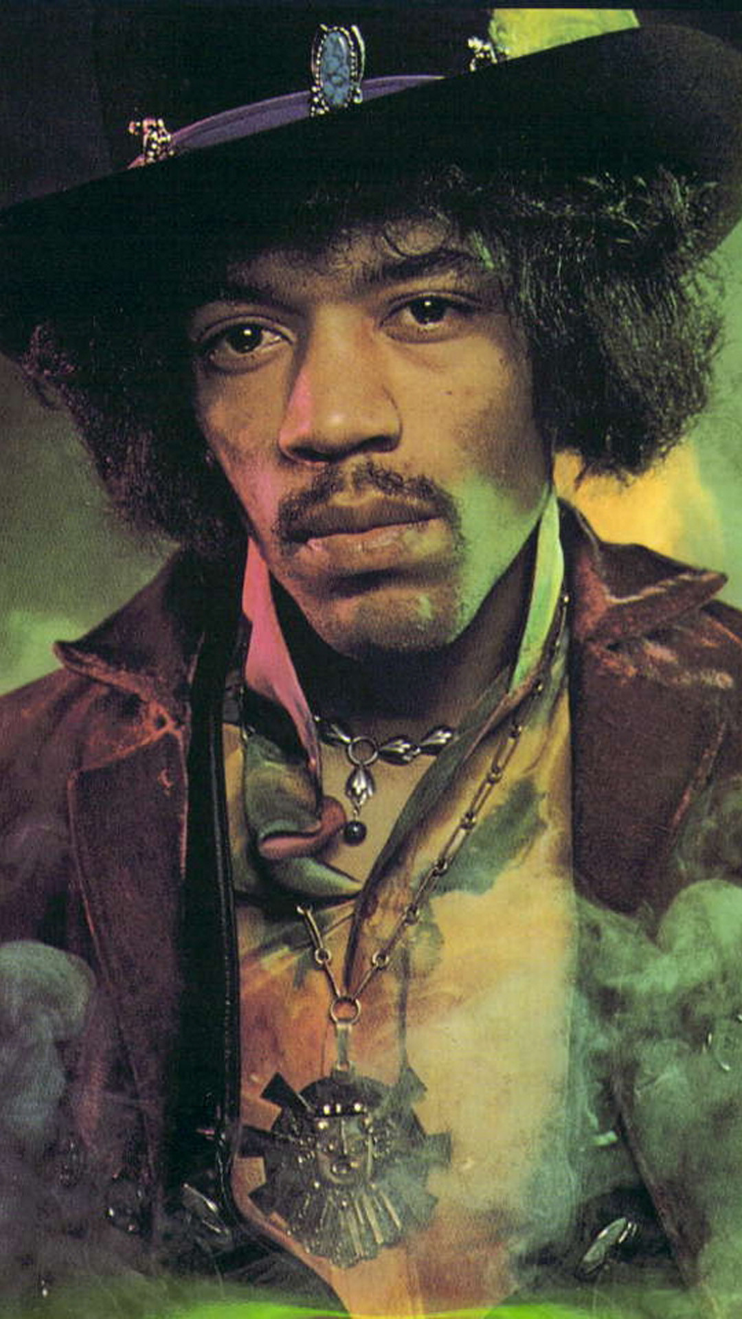 Jimi Hendrix, Cappello, Ritratto, Anni '60, Full HD, schermata di blocco del cellulare