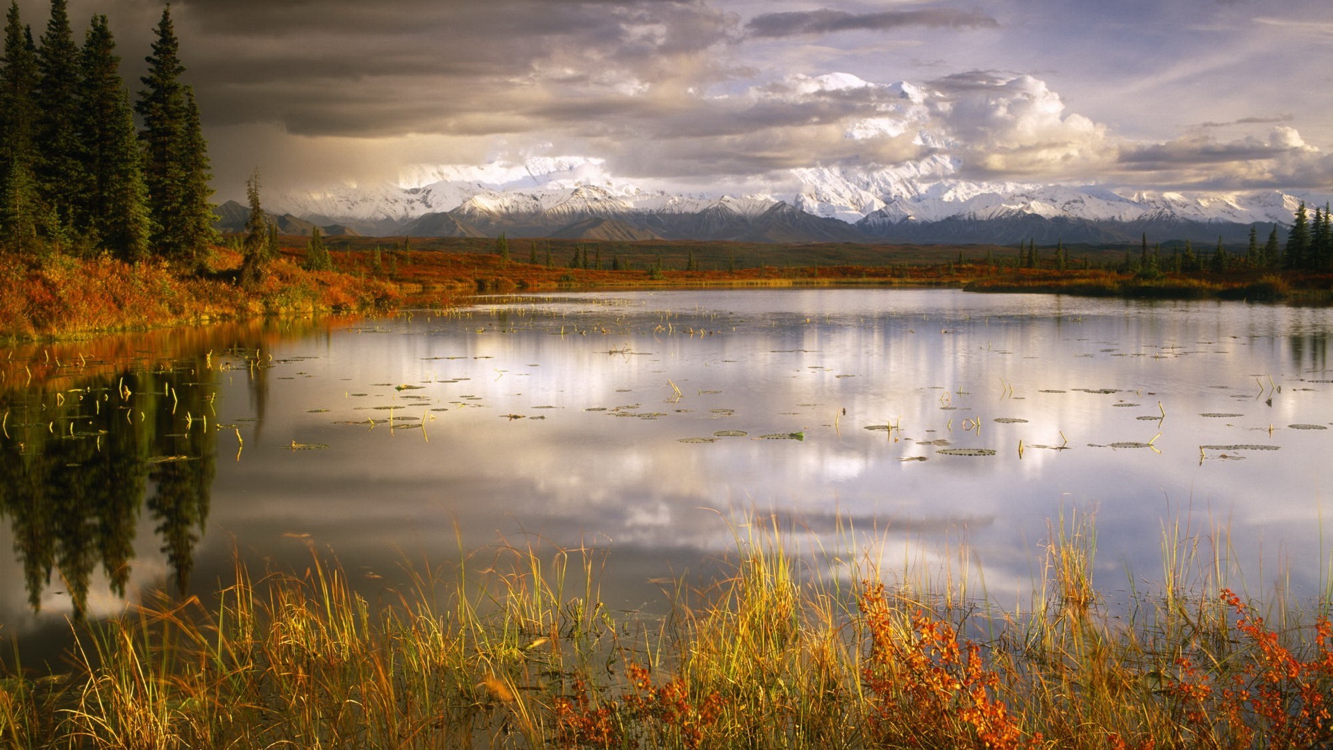 Lago, Tundra, Montagne, Autunno, 1920x1080, immagine di sfondo