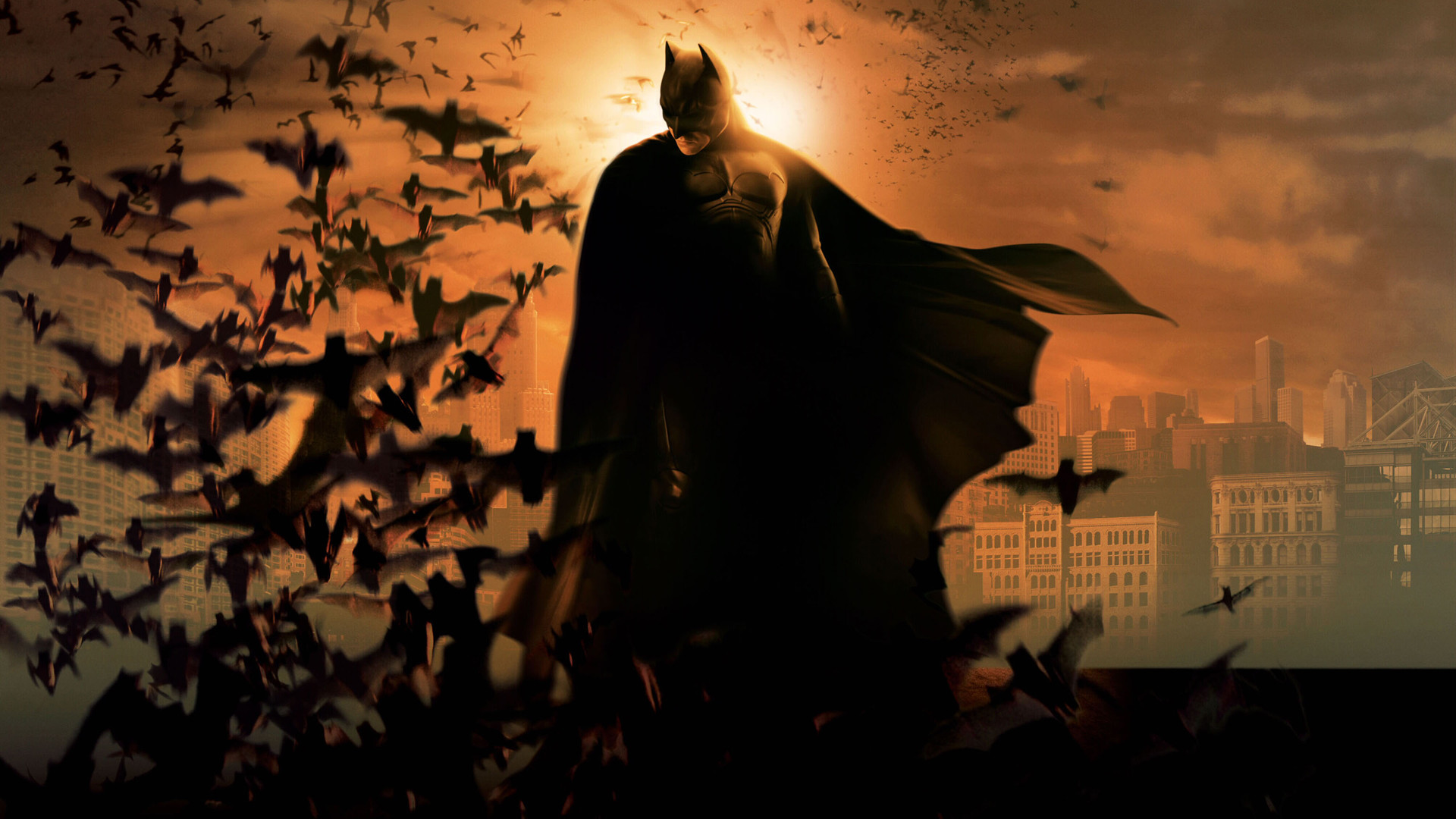 Batman Begins, Batman, Pipistrelli, Gotham City, 16:9 Full HD, sfondo widescreen