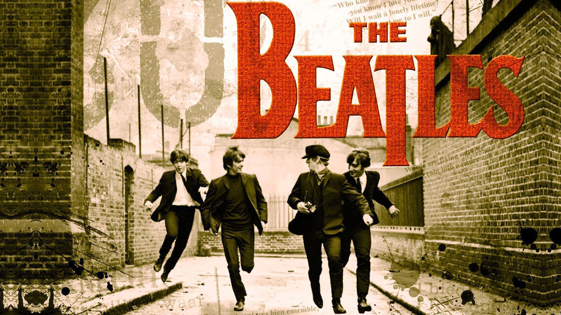 The Beatles, A Hard Day's Night, Logo rosso, Vintage, Full HD, sfondo per portatile