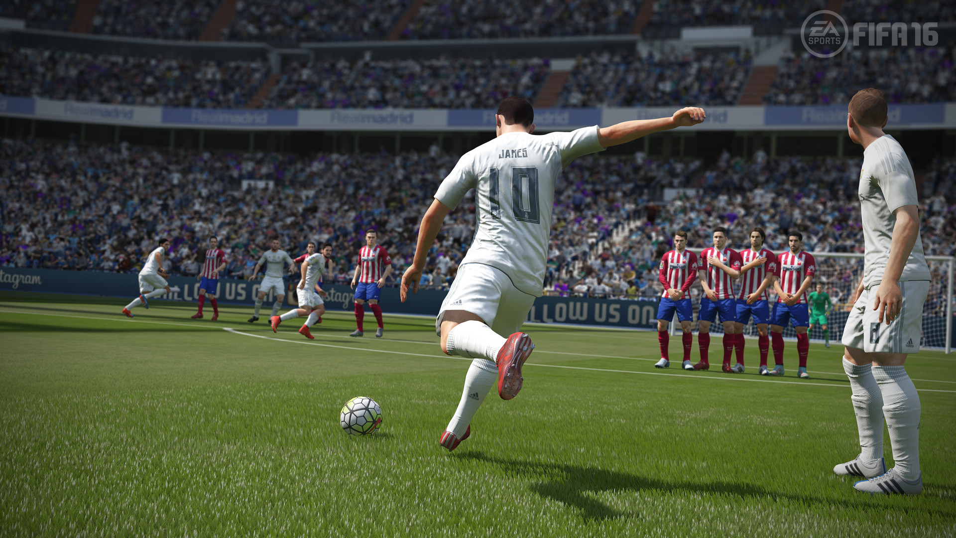 James Rodríguez, Real Madrid, Atlético Madrid, FIFA 16, Calcio di punizione, sfondo Full HD