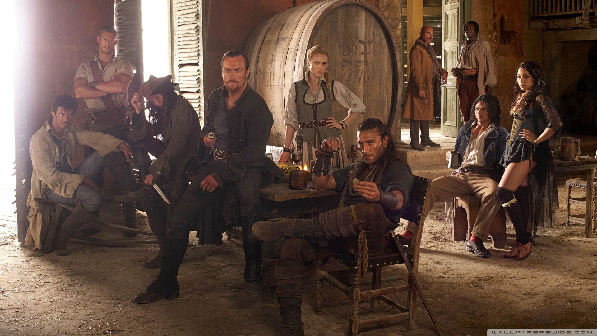 Black Sails, Cast, Taverna, Nassau, Pirati, Full HD, sfondo per PC