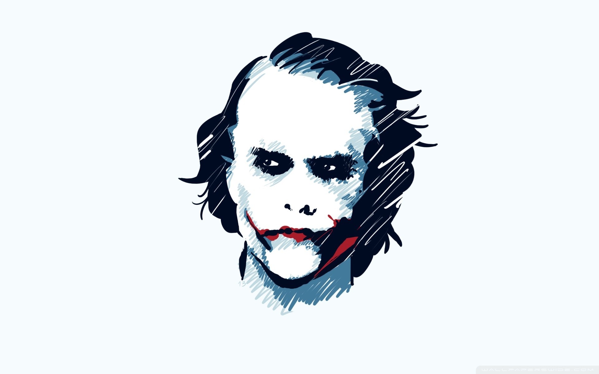 Joker, Heath Ledger, Illustrazione, Minimalismo, Sfondo bianco, 1920x1200, wallpaper desktop