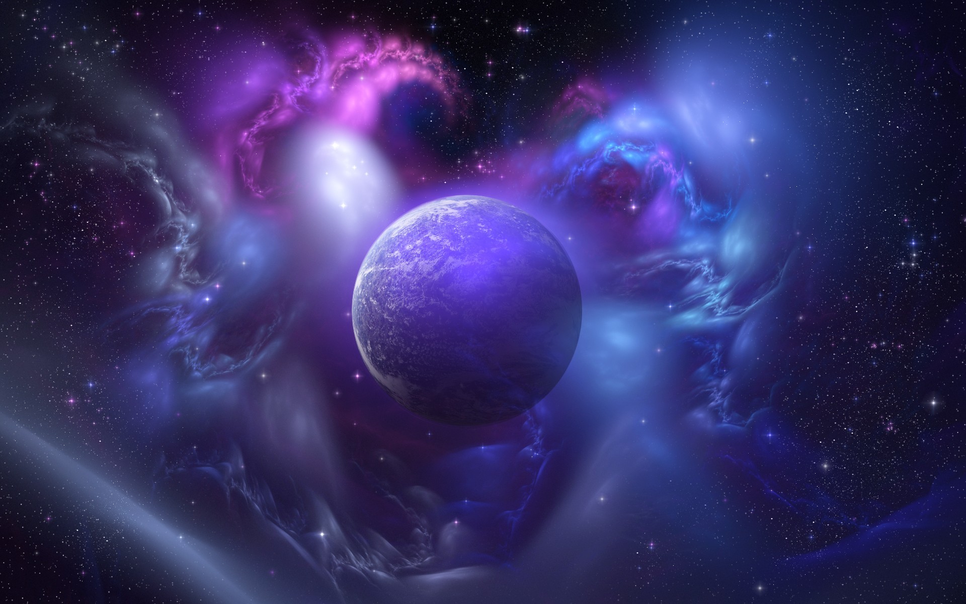 Pianeta, Nebulosa, Viola, Arte digitale, Full HD, sfondo per PC