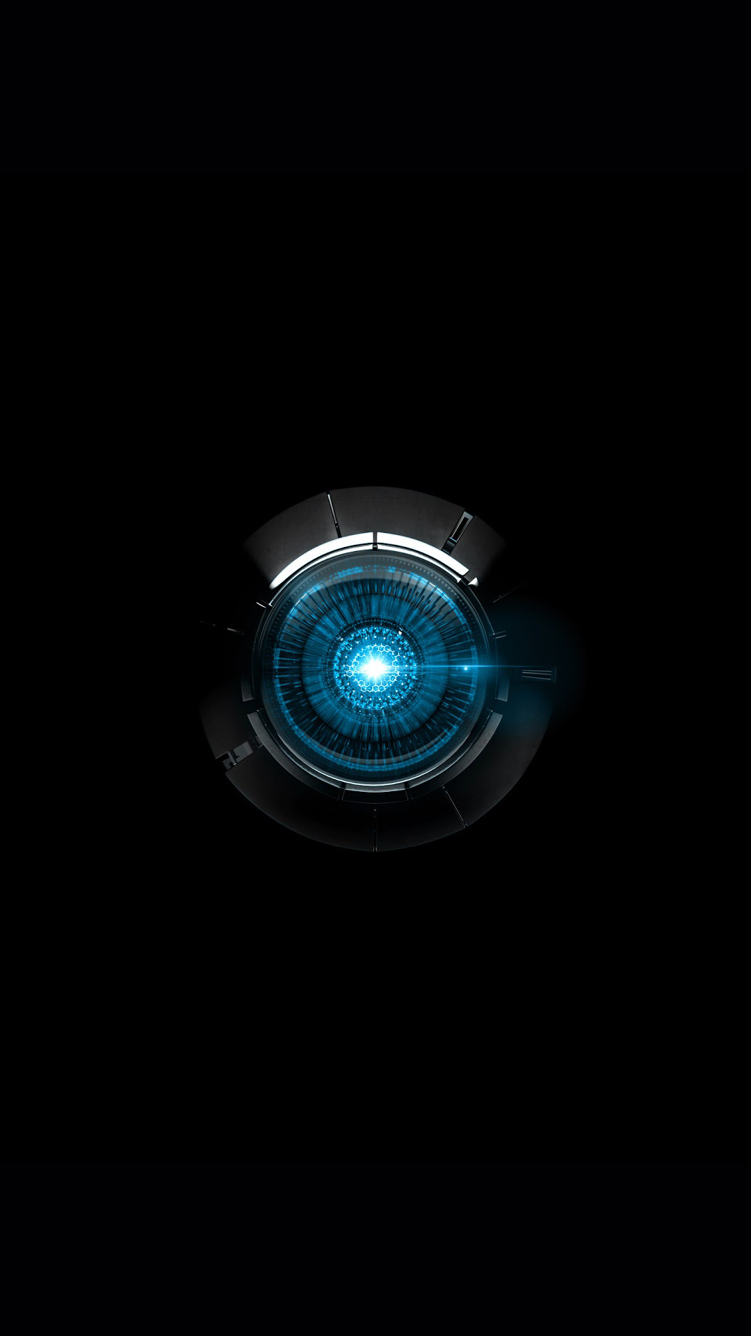 Obiettivo, Luce blu, Sfondo nero, Tecnologia, 1080x1920, schermata di blocco iPhone