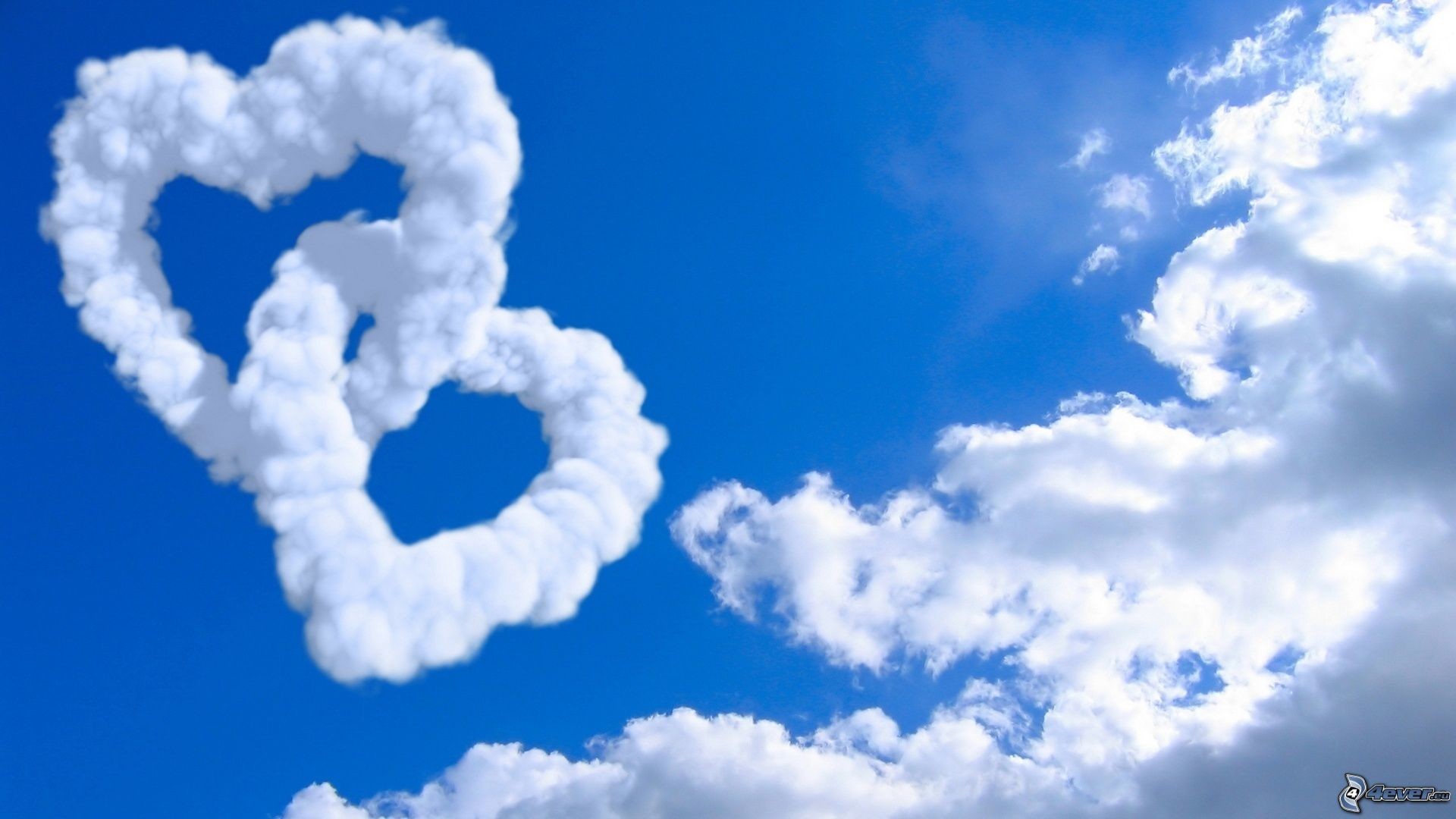 Cuori di nuvole, Cielo azzurro, Nuvole, Romantico, Full HD 1080p, sfondo desktop