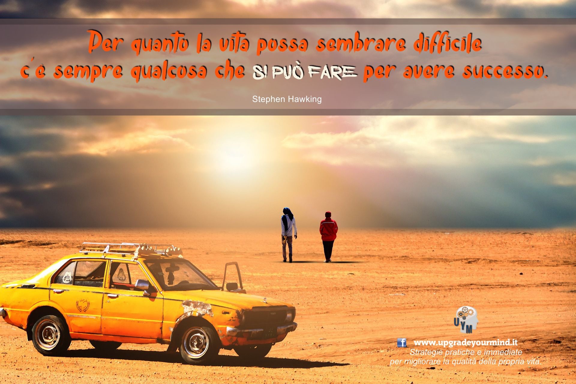 Citazione, Stephen Hawking, Taxi giallo, Deserto, Full HD, sfondo per desktop