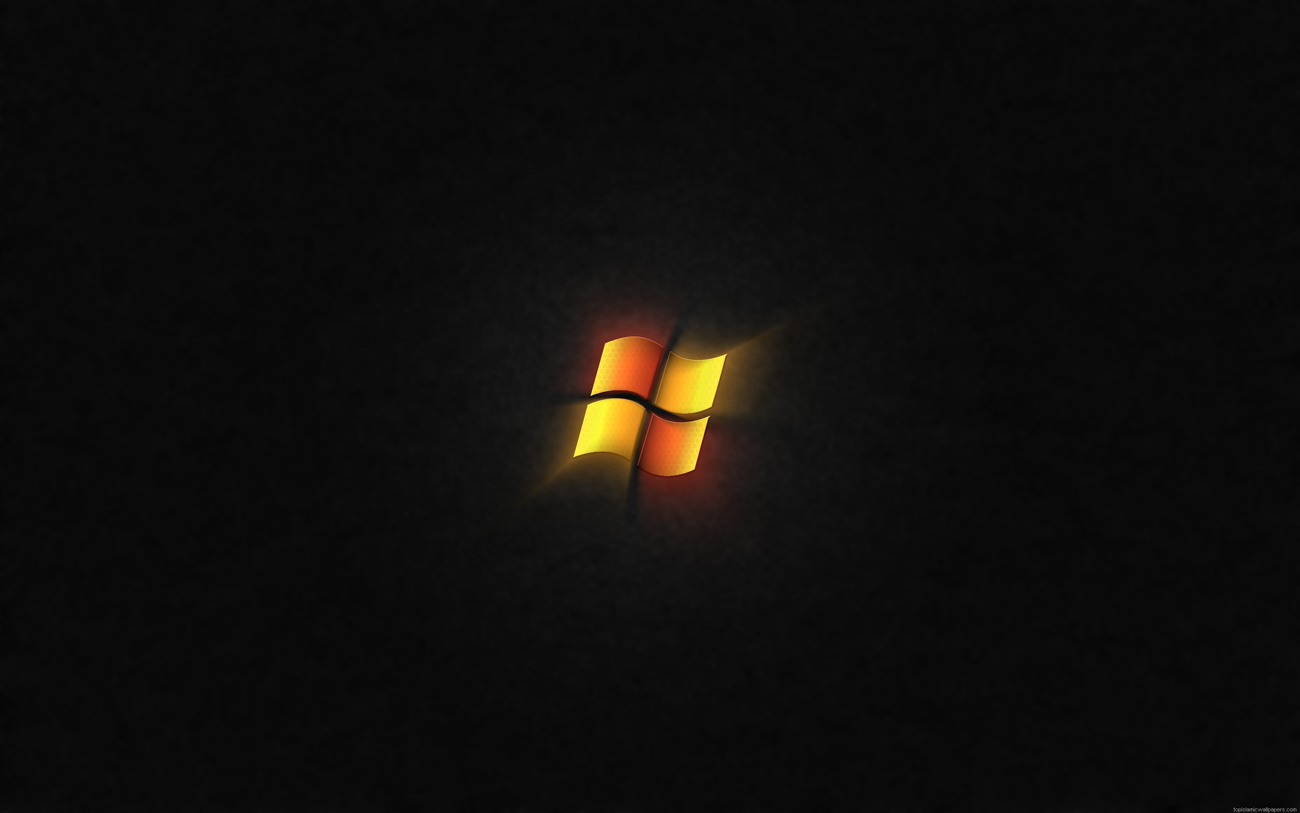 Windows 7, Logo Windows, Sfondo nero, Arancione, 2K, wallpaper per PC