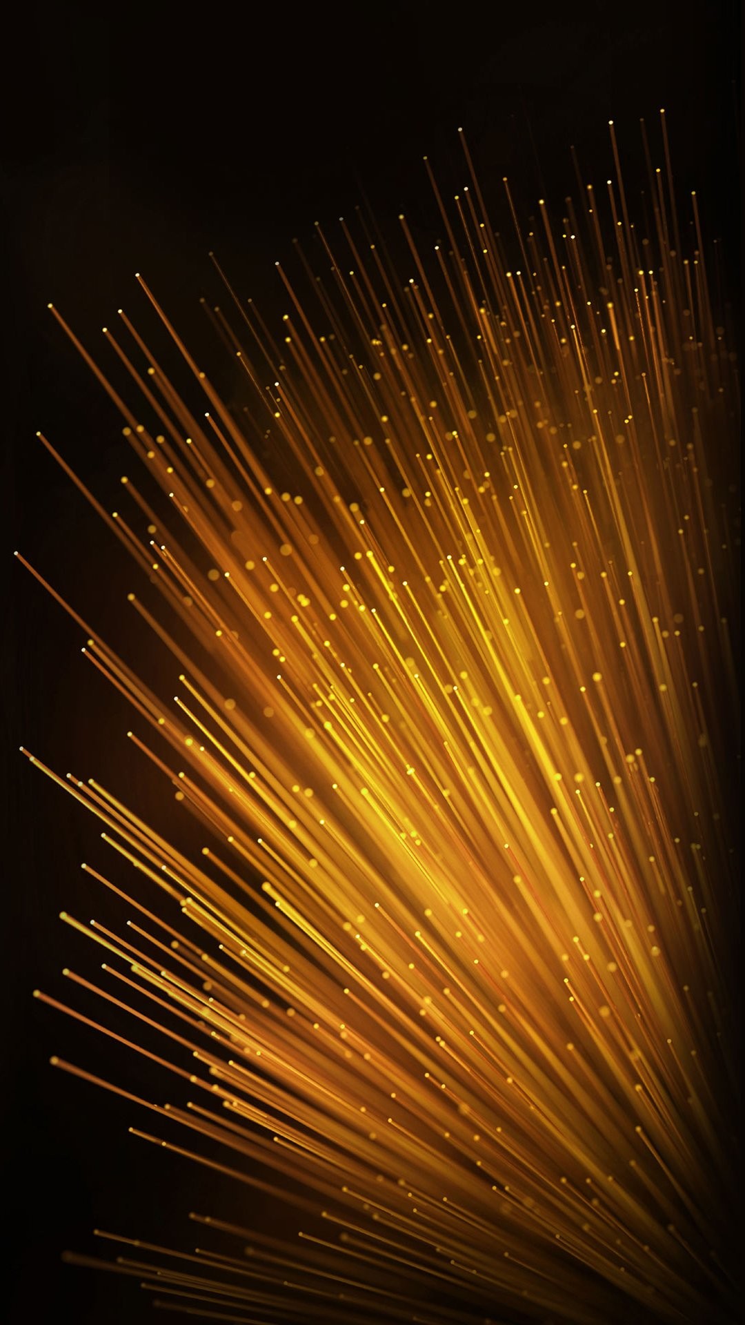 Fibre ottiche, Luci dorate, Sfondo scuro, Full HD, wallpaper per smartphone