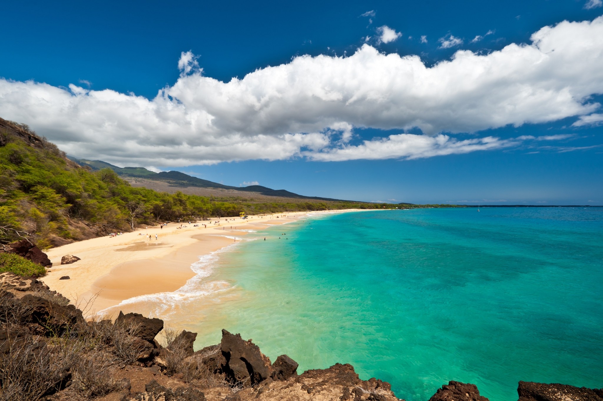 Makena Beach, Maui, Hawaii, Spiaggia, Acqua turchese, Full HD, wallpaper desktop