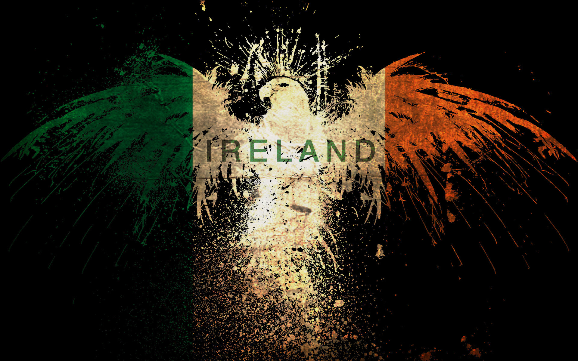 Bandiera dell'Irlanda, Ireland, Aquila, Schizzi, 1920x1200, sfondo per PC