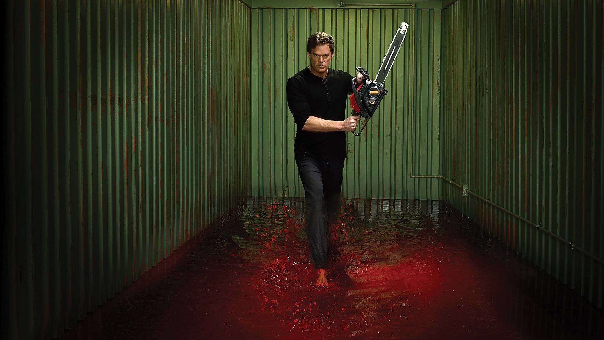 Dexter Morgan, Michael C. Hall, Dexter, Motosega, Sangue, Full HD, sfondo Windows 11