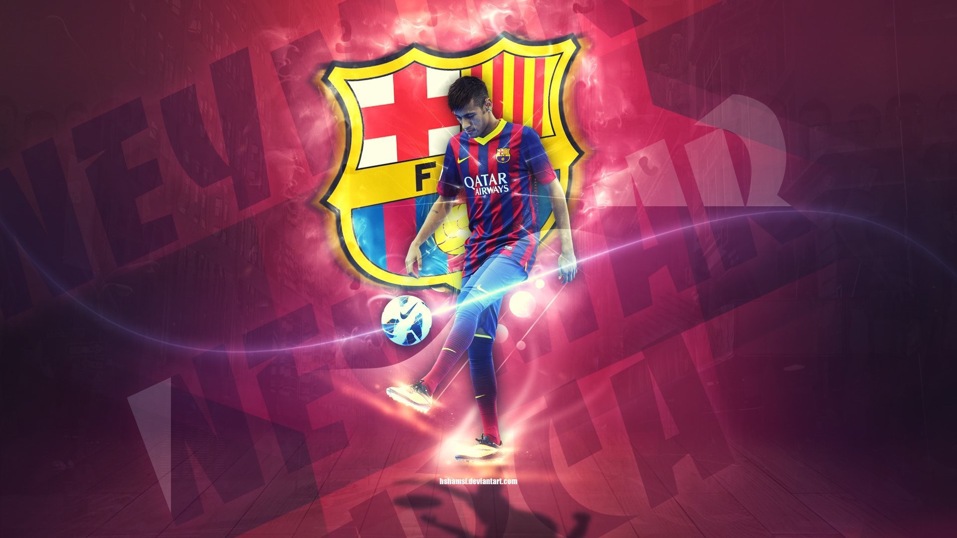 Neymar, FC Barcelona, Stemma, Rosa, Full HD, sfondo per PC