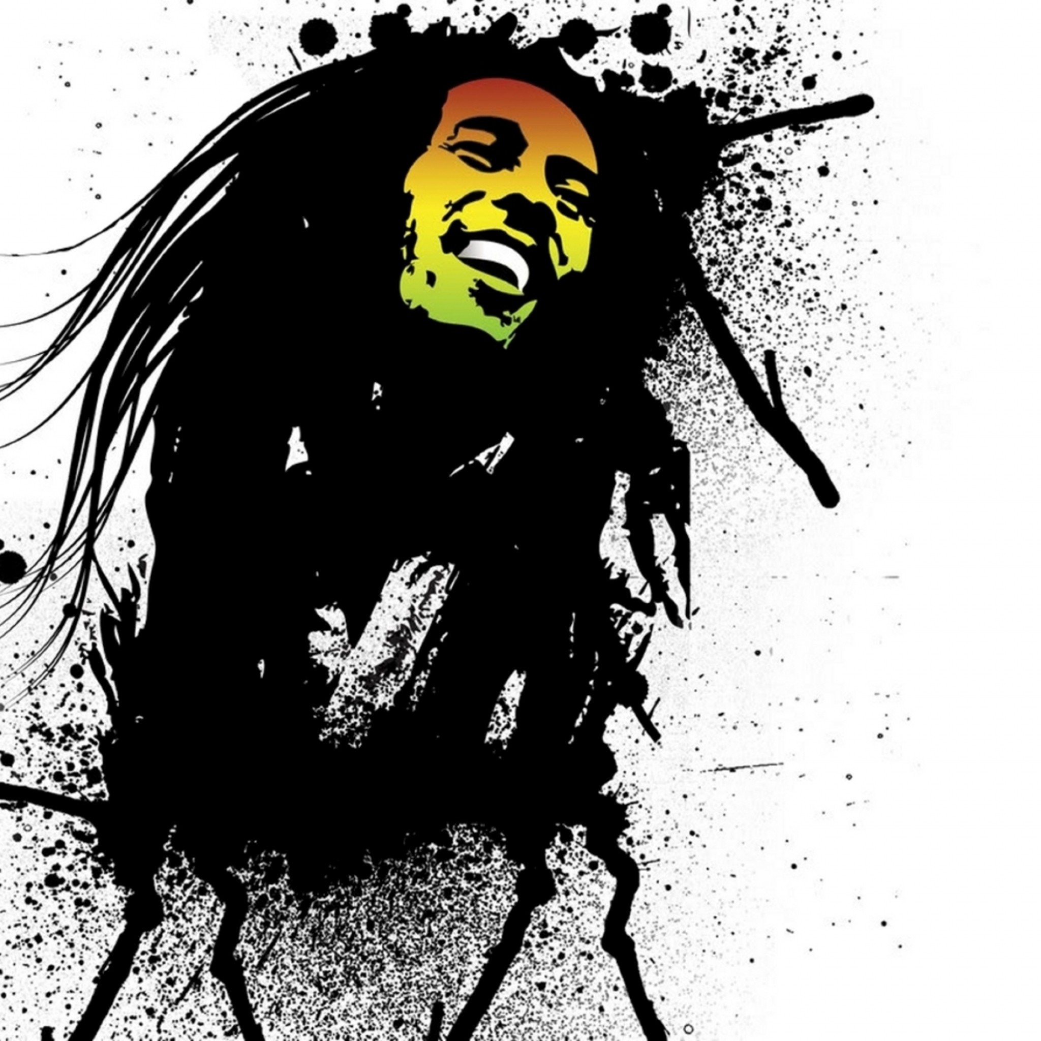Bob Marley, Schizzi d'inchiostro, Sfondo bianco, Full HD, schermata di blocco iPad