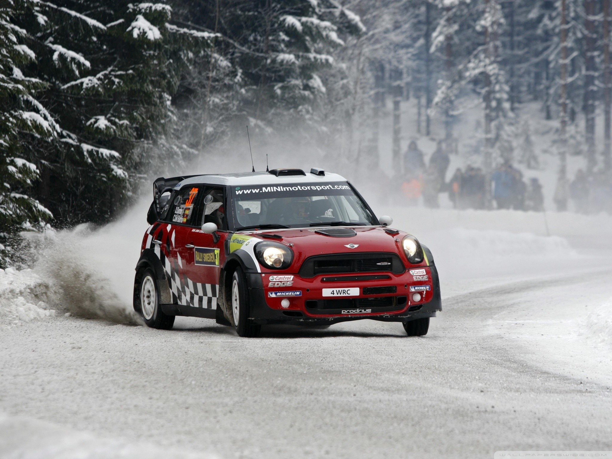Mini John Cooper Works WRC, Neve, Rally invernale, Foresta, Full HD, sfondo per iPad e tablet