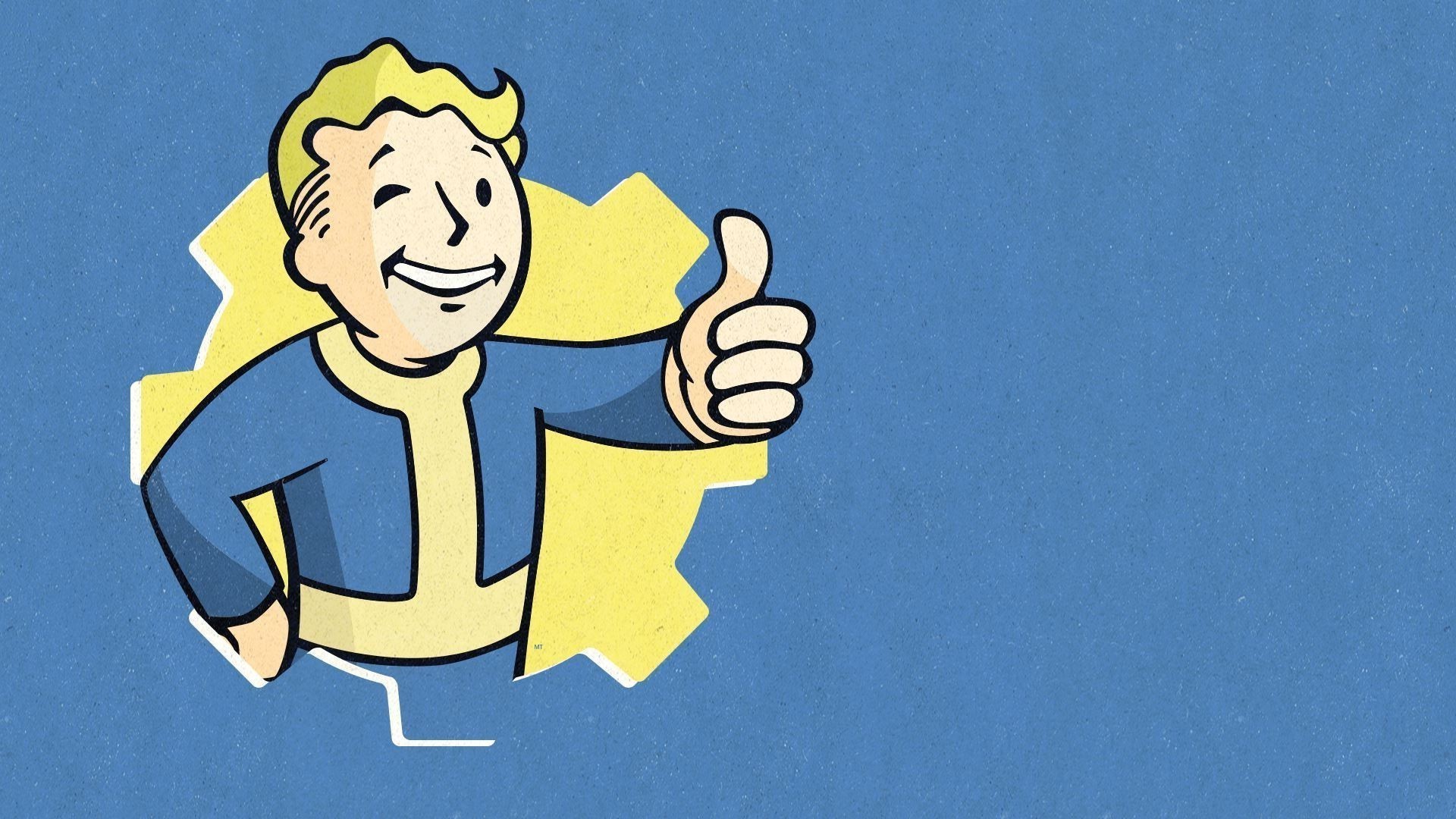 Vault Boy, Fallout 4, Pollice in su, Sfondo blu, Full HD, wallpaper per portatile