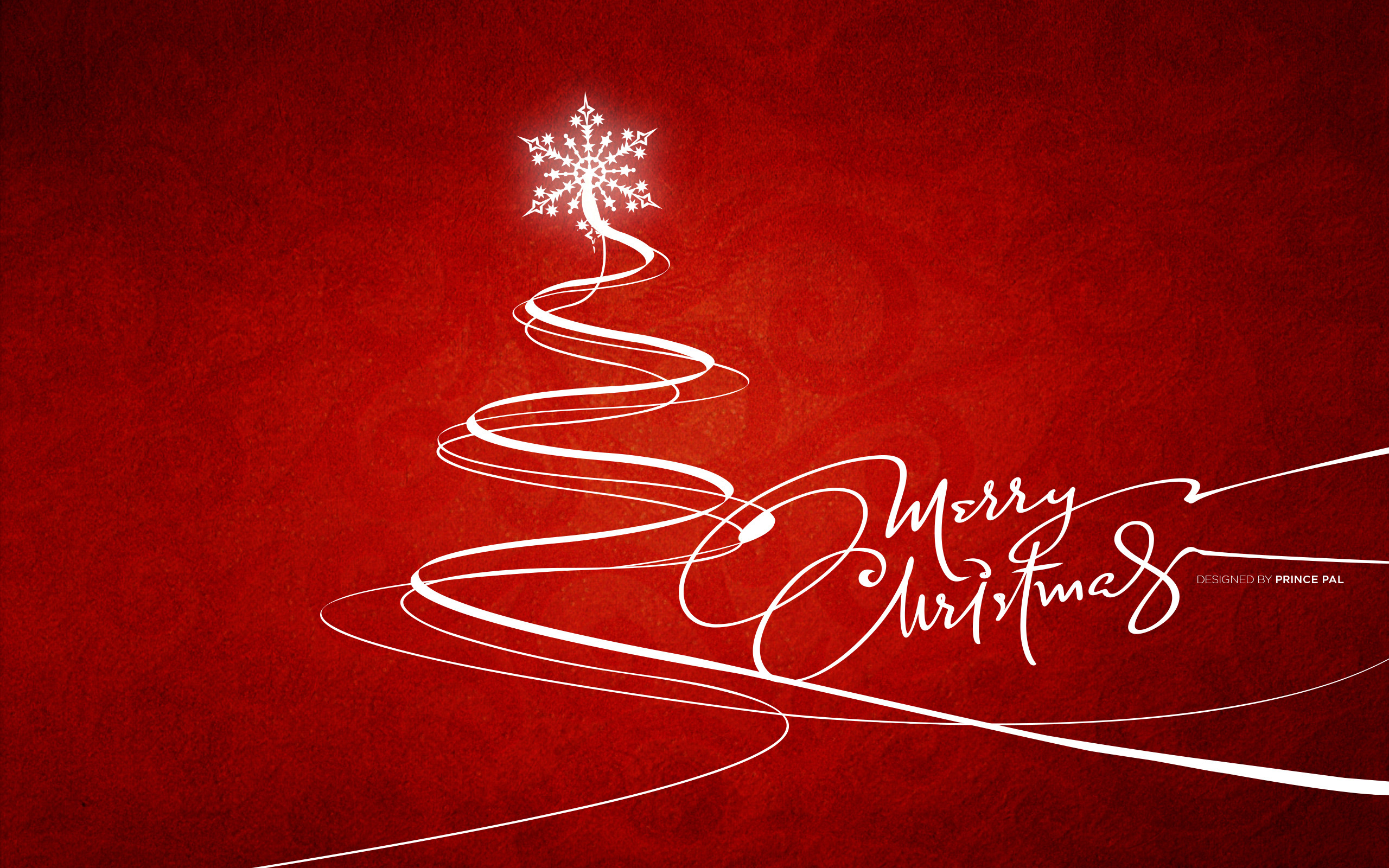 Merry Christmas, Albero di Natale, Fiocco di neve, Sfondo rosso, wallpaper per desktop