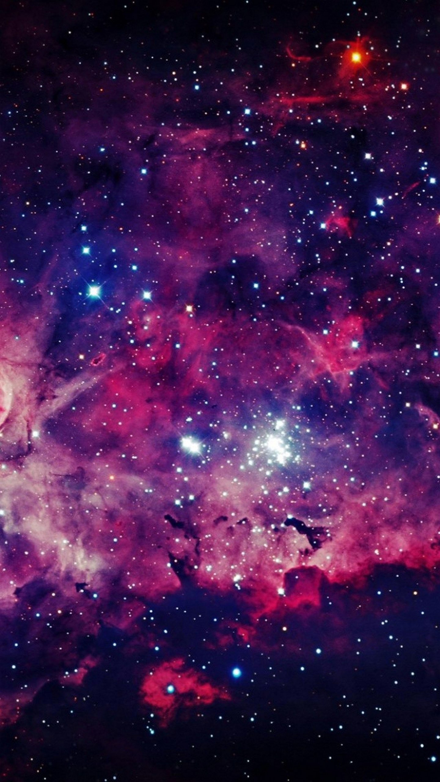 Nebulosa, Spazio, Stelle, Viola, QHD+, sfondo per smartphone