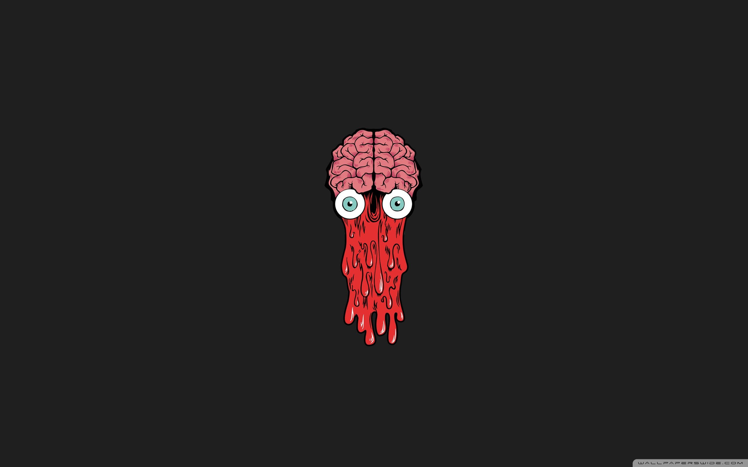 Cervello, Occhi, Mostriciattolo, Minimalismo, Sfondo scuro, 2560x1600, wallpaper desktop