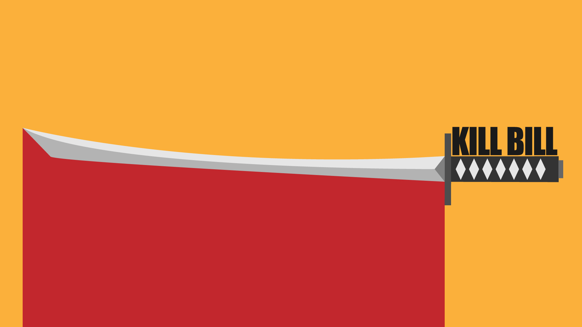 Kill Bill, Katana, Minimalismo, Sfondo arancione, Full HD, wallpaper per PC