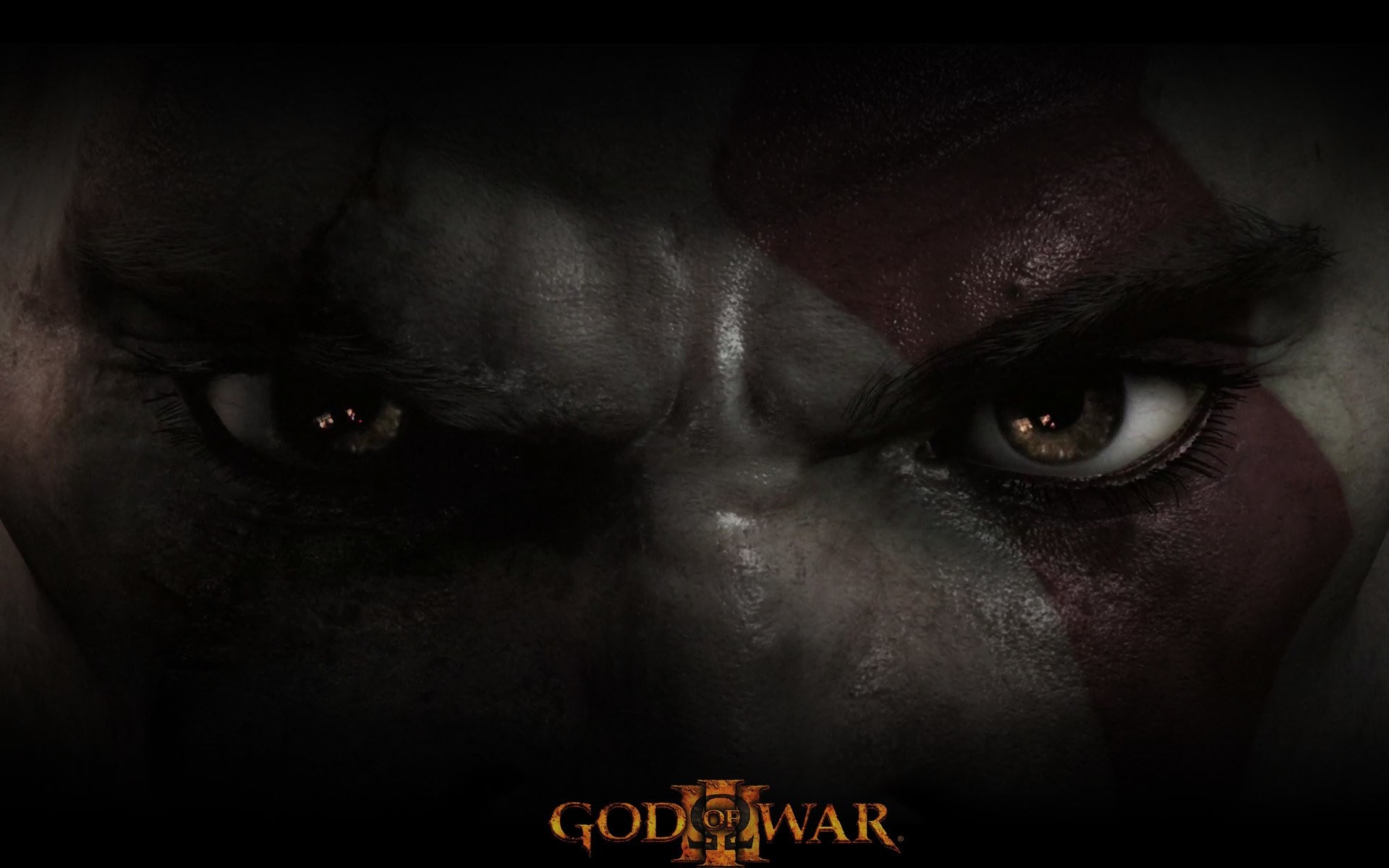 Kratos, God of War III, Occhi, Sfondo scuro, 16:10 Full HD, wallpaper widescreen