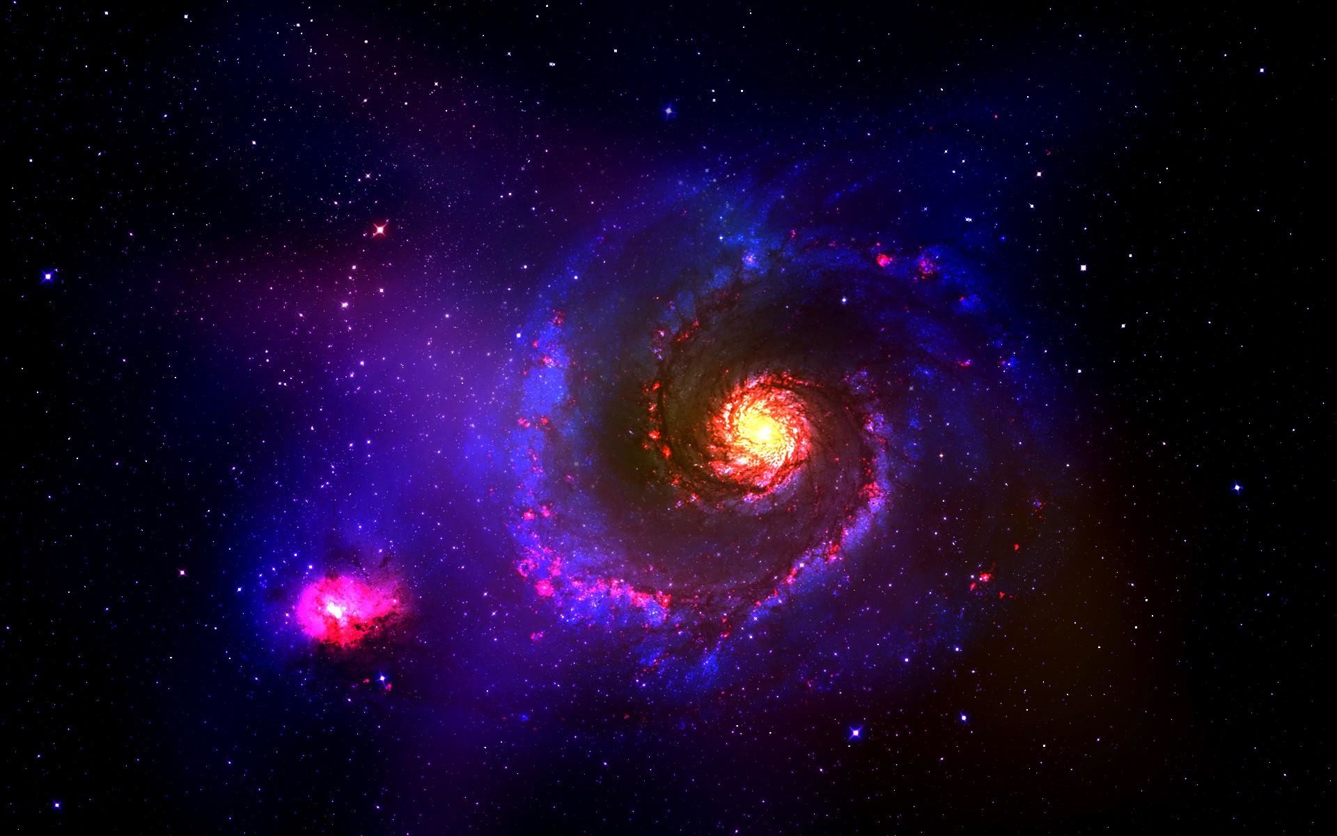Galassia a spirale, Viola, Spazio, Stelle, 16:10 Full HD, sfondo widescreen