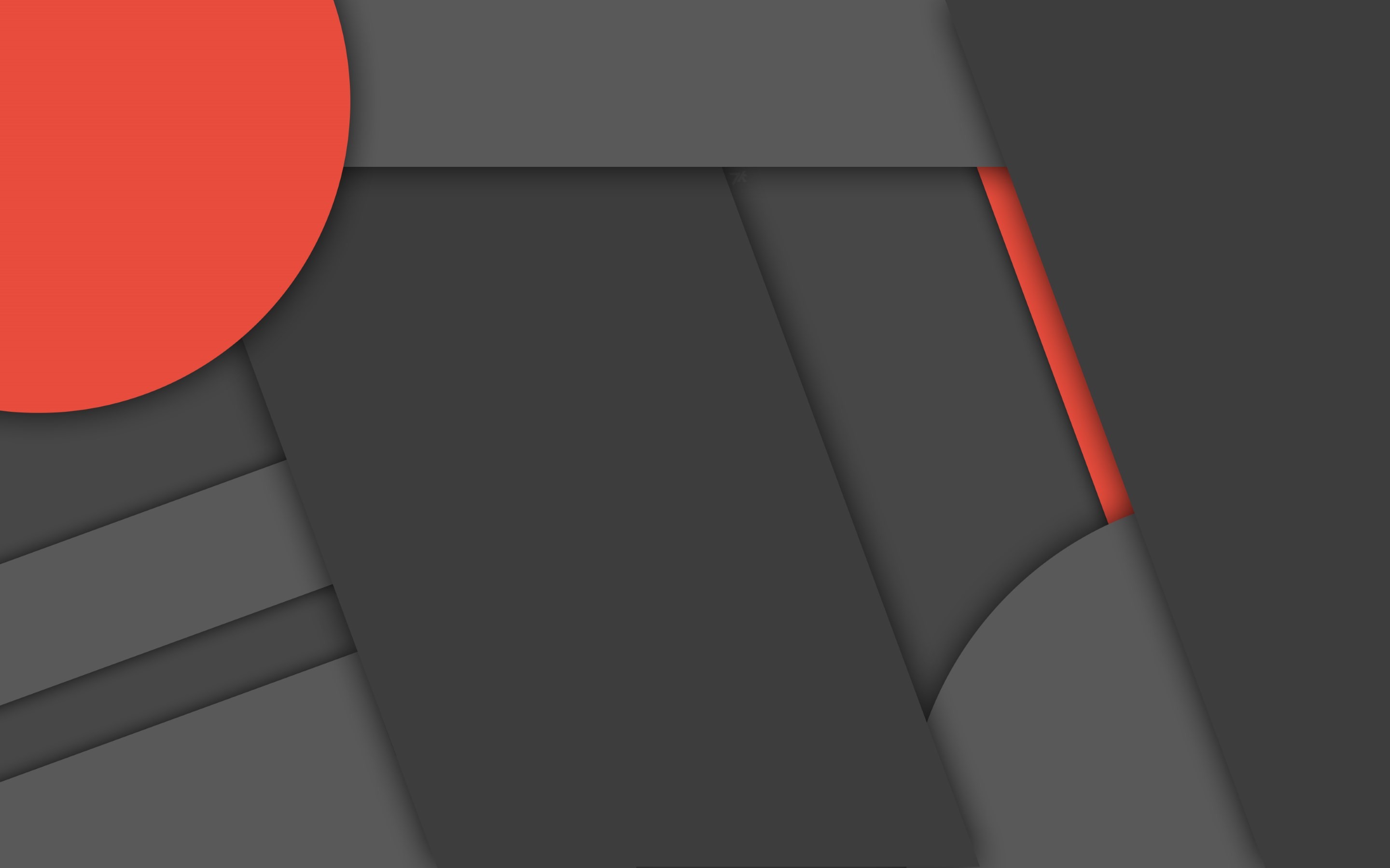 Material Design, Cerchio rosso, Grigio scuro, Forme geometriche, Astratto, sfondo widescreen 2K